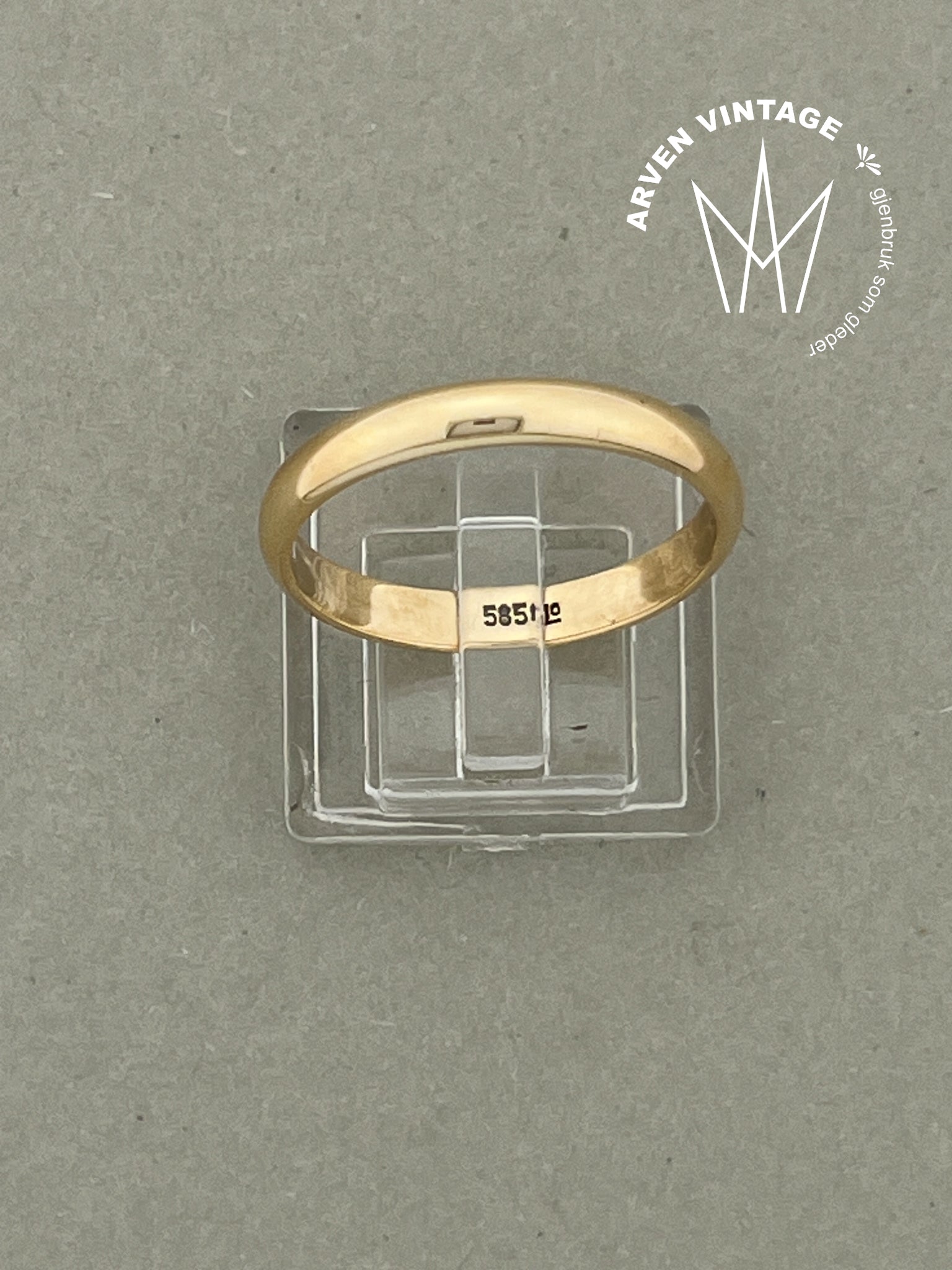 Vintage glatt ring gult gull str62