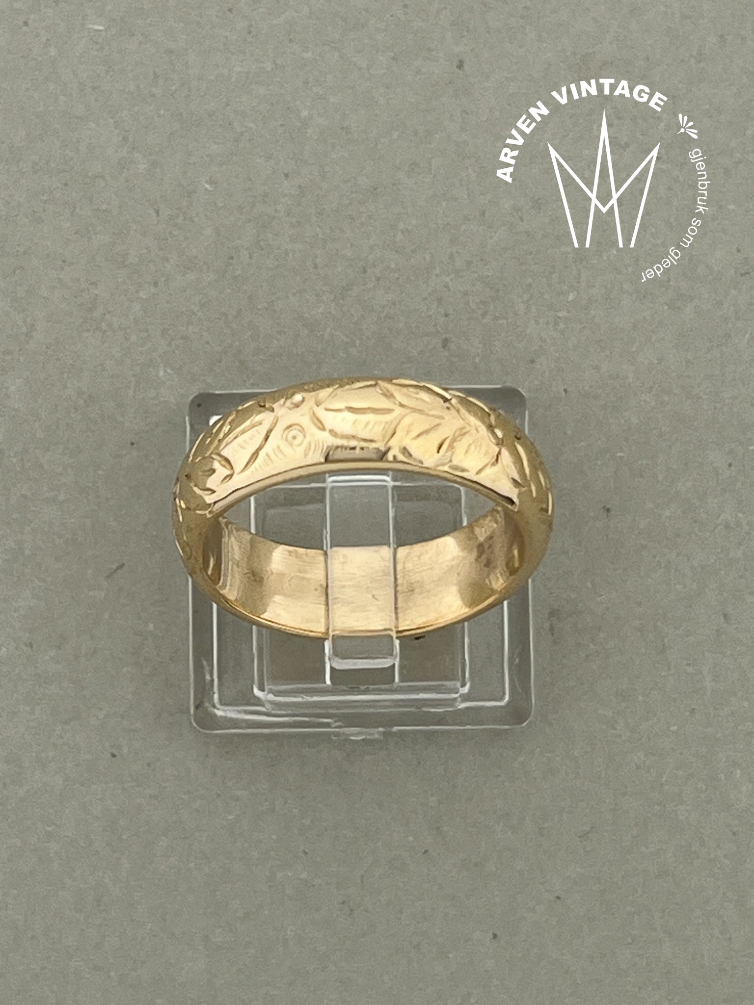 Vintage siselert ring rosè gull str58