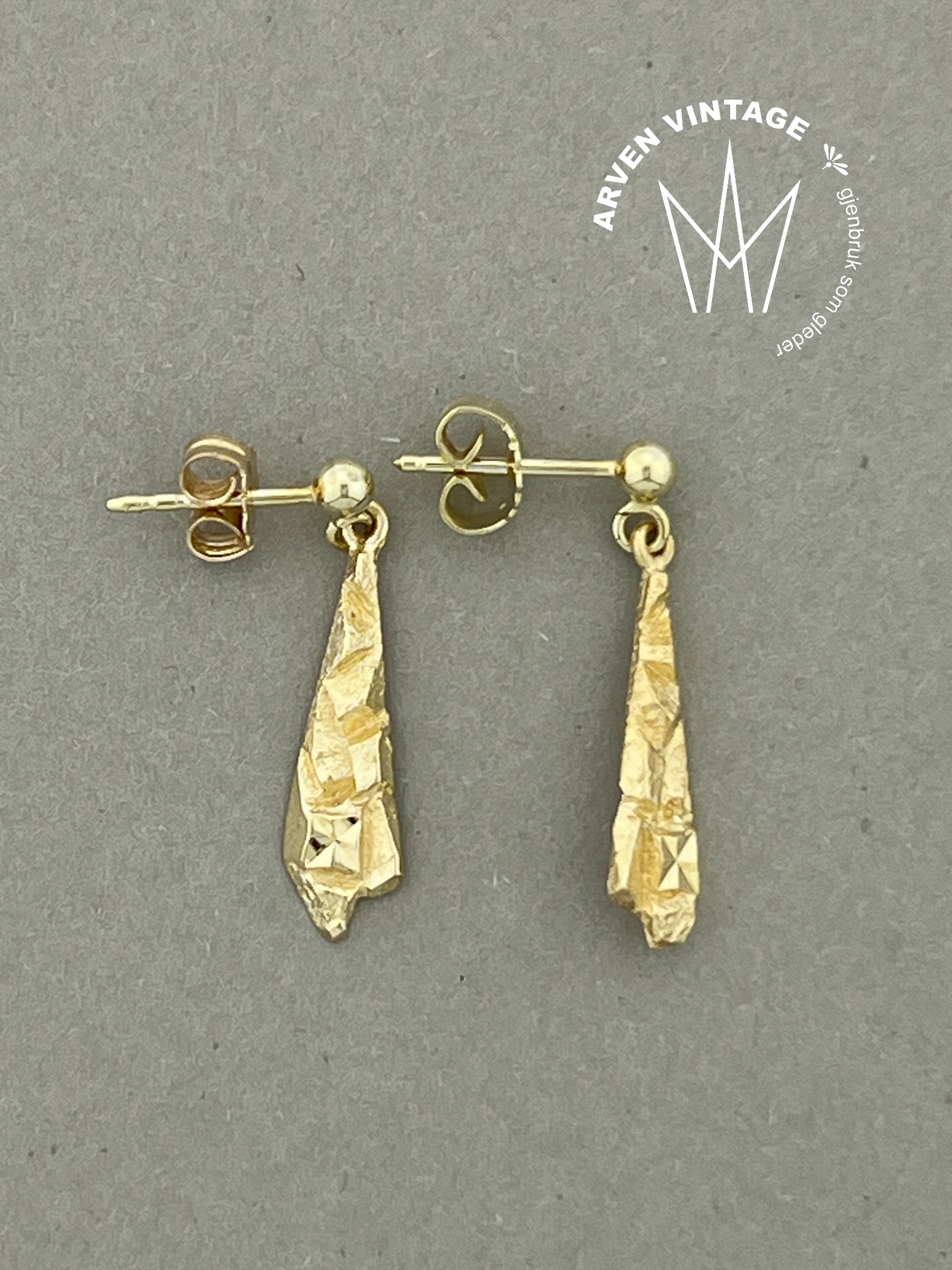 Vintage ørepynt gult gull