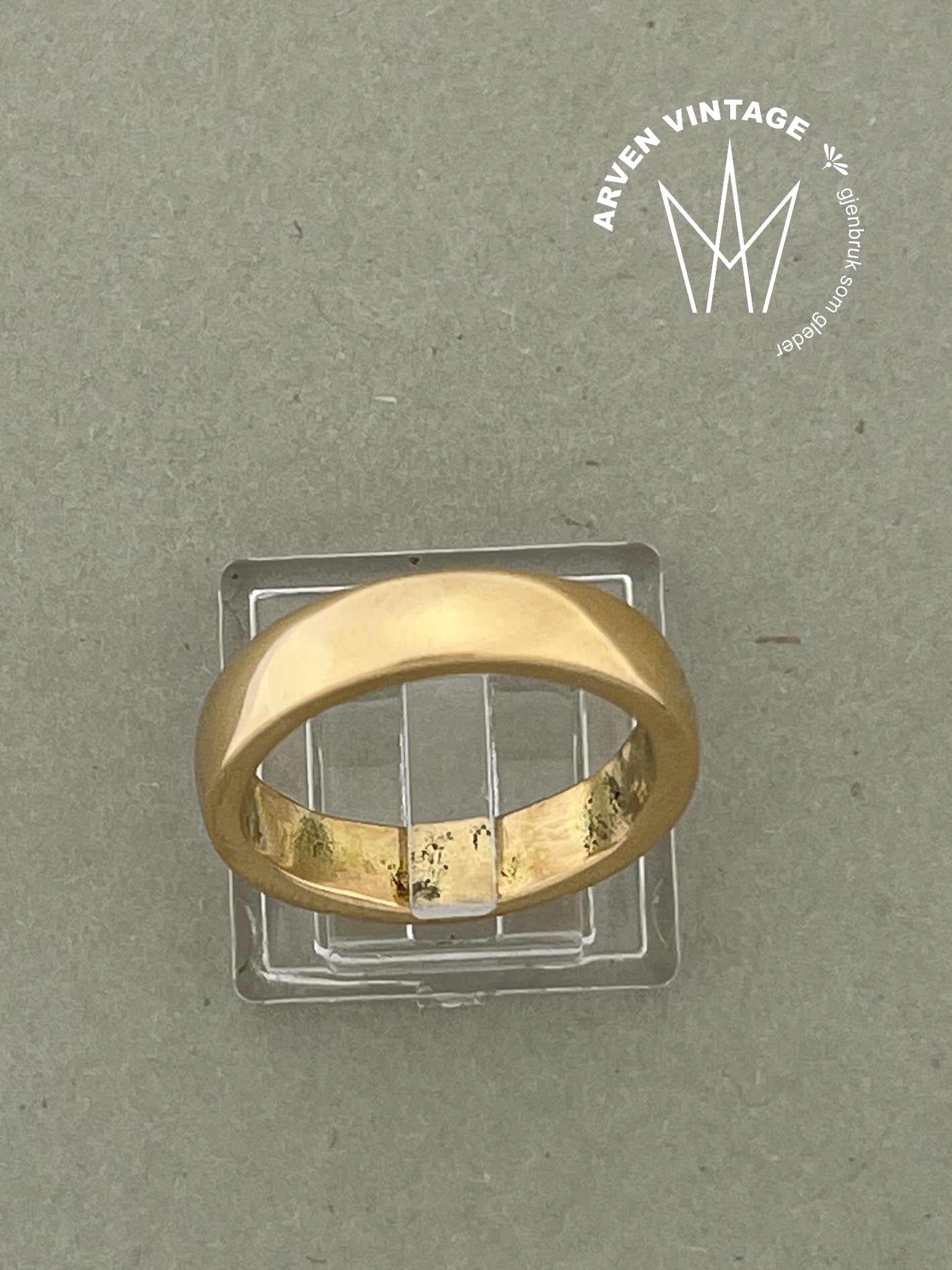 Vintage glatt ring gult gull str57