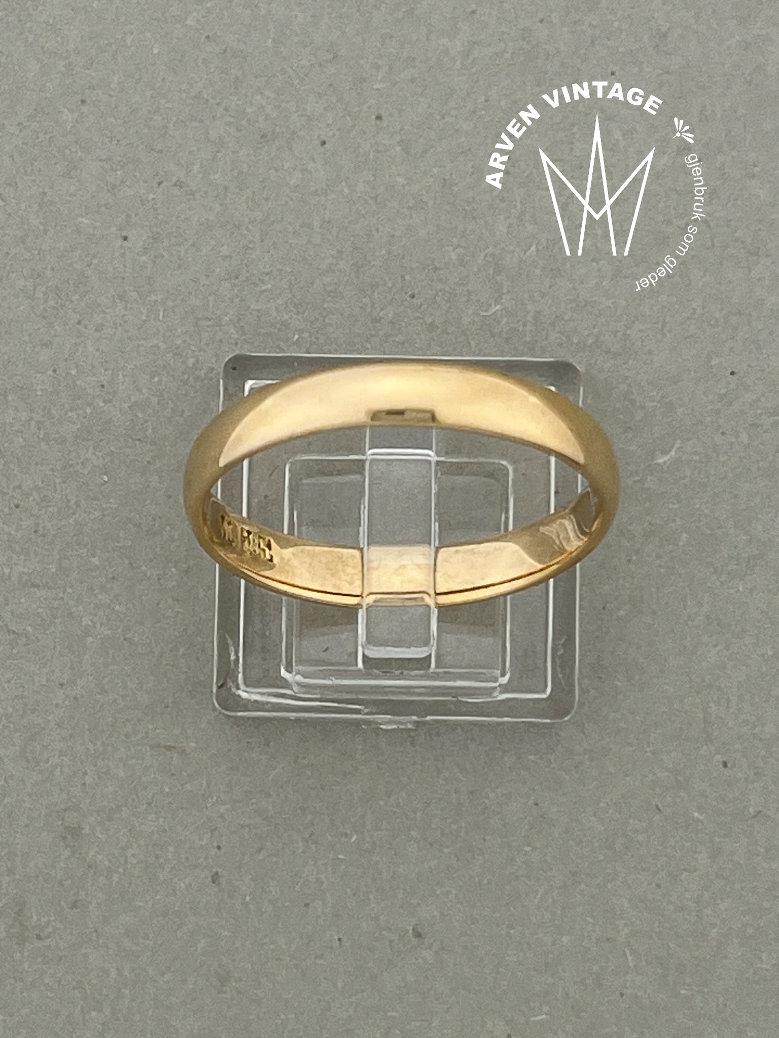 Vintage glatt ring gult gull str 67