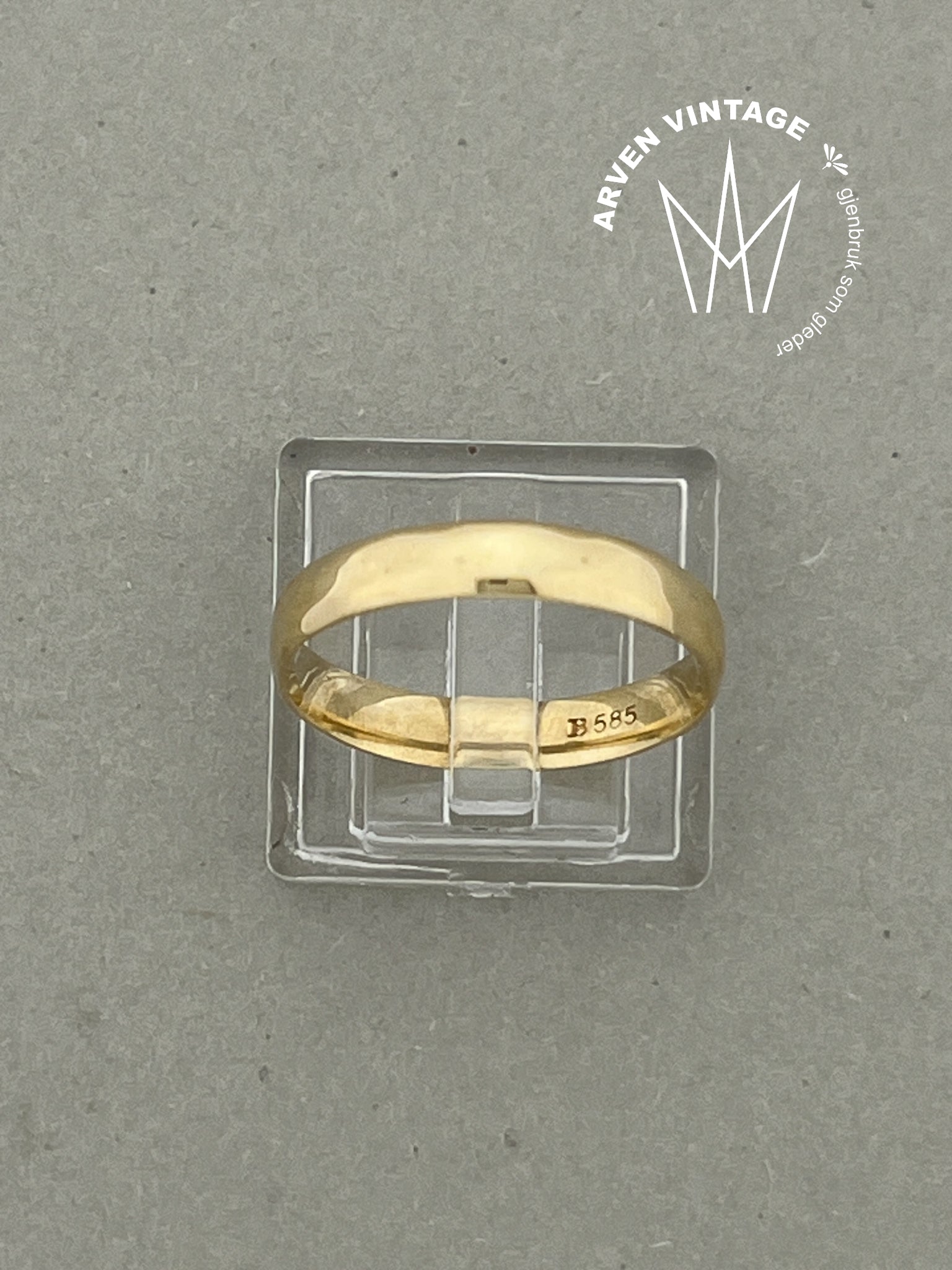 Vintage glatt ring gult gull str 57