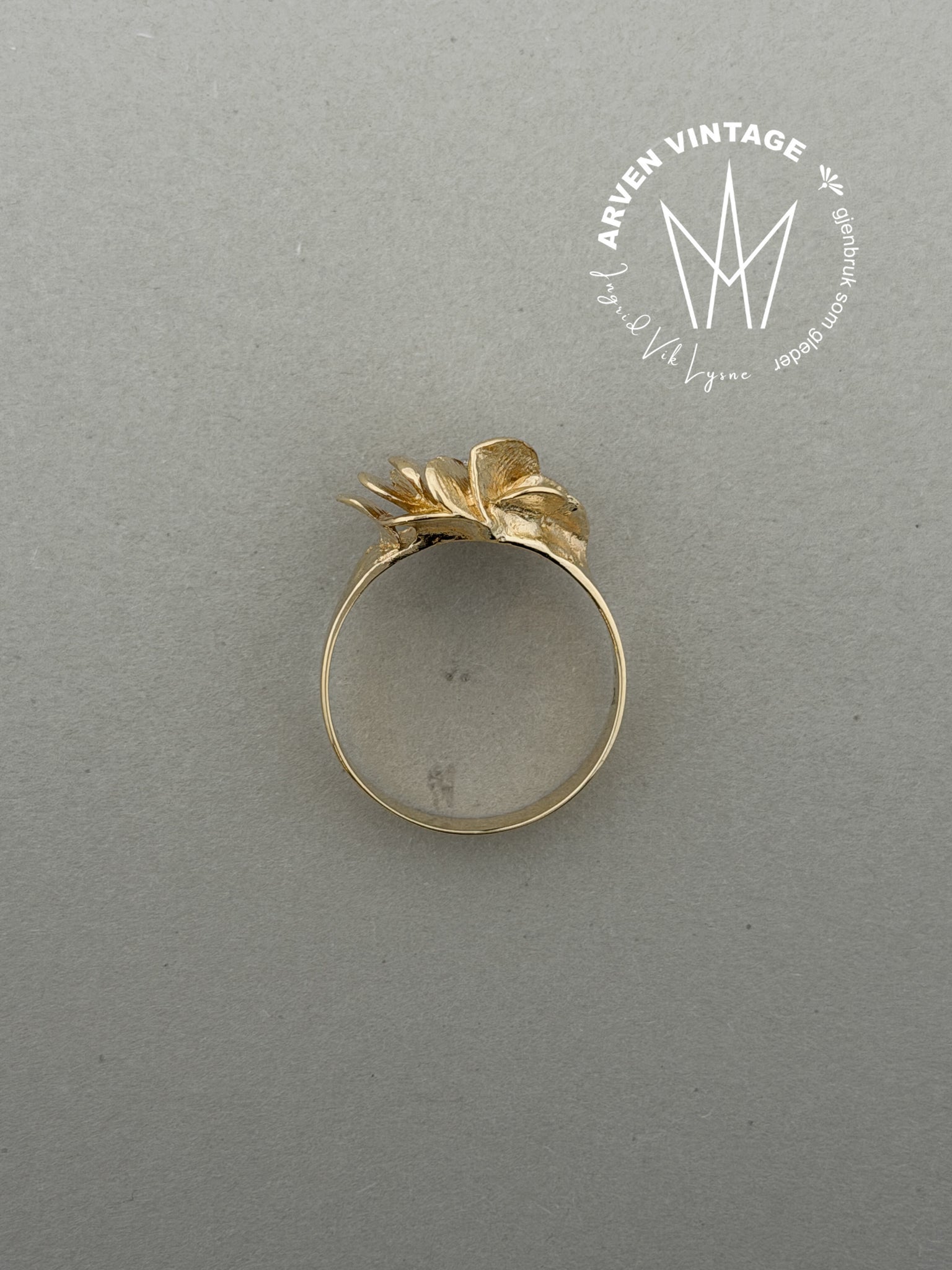 Vintage diamantring gult gull str 61