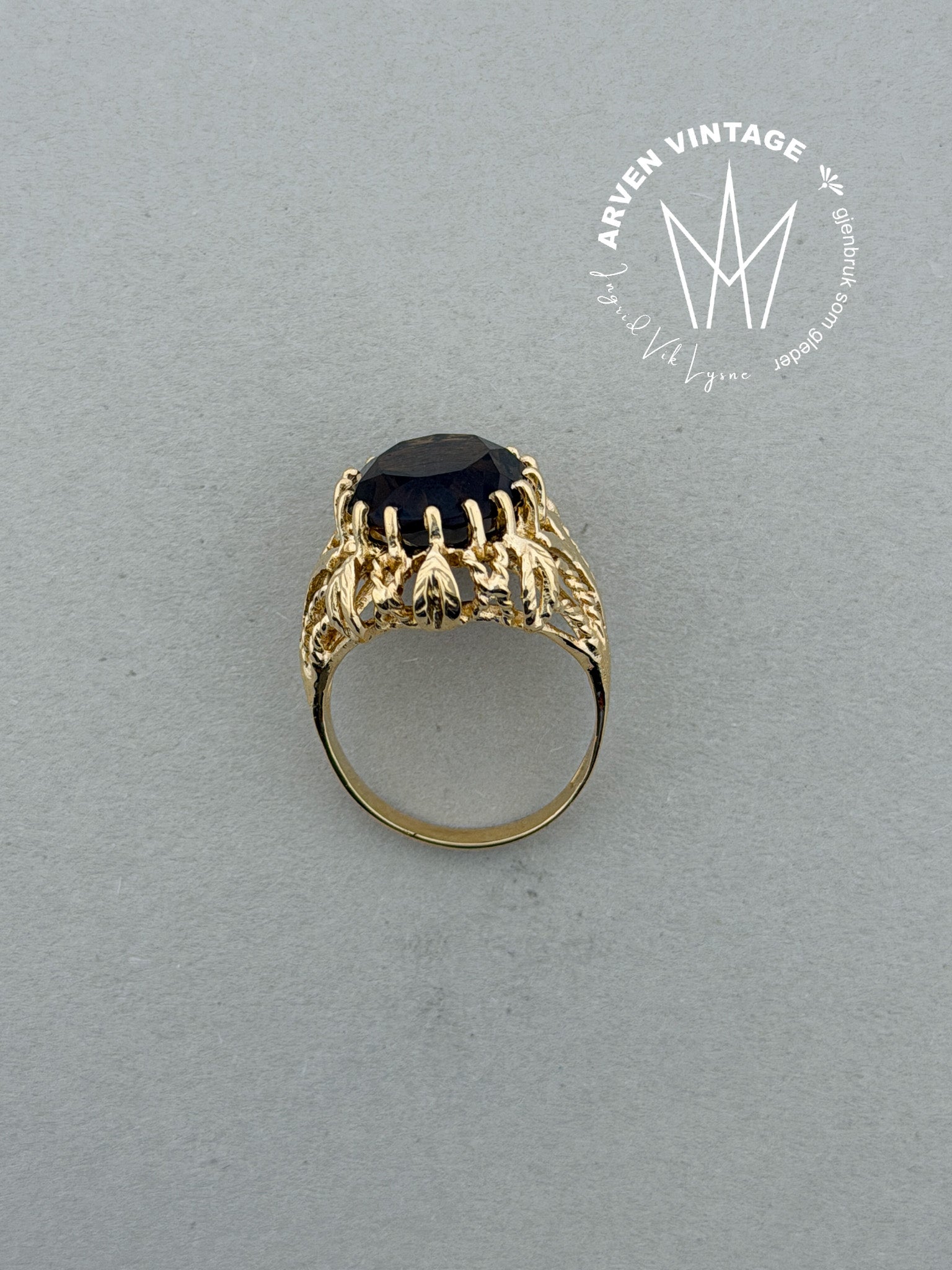 Vintage ring gult gull str 54