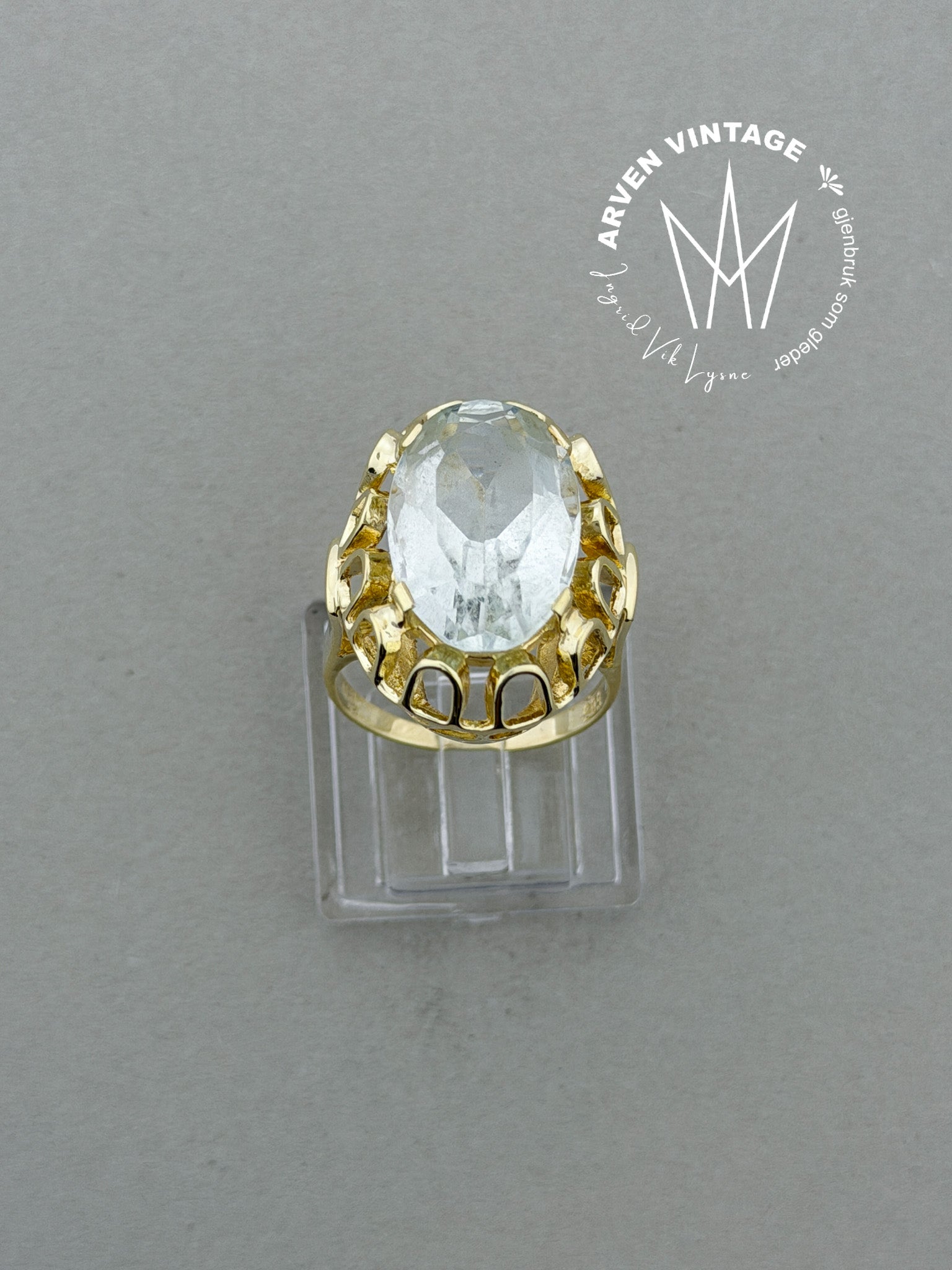 Vintage ring gult gull str 52