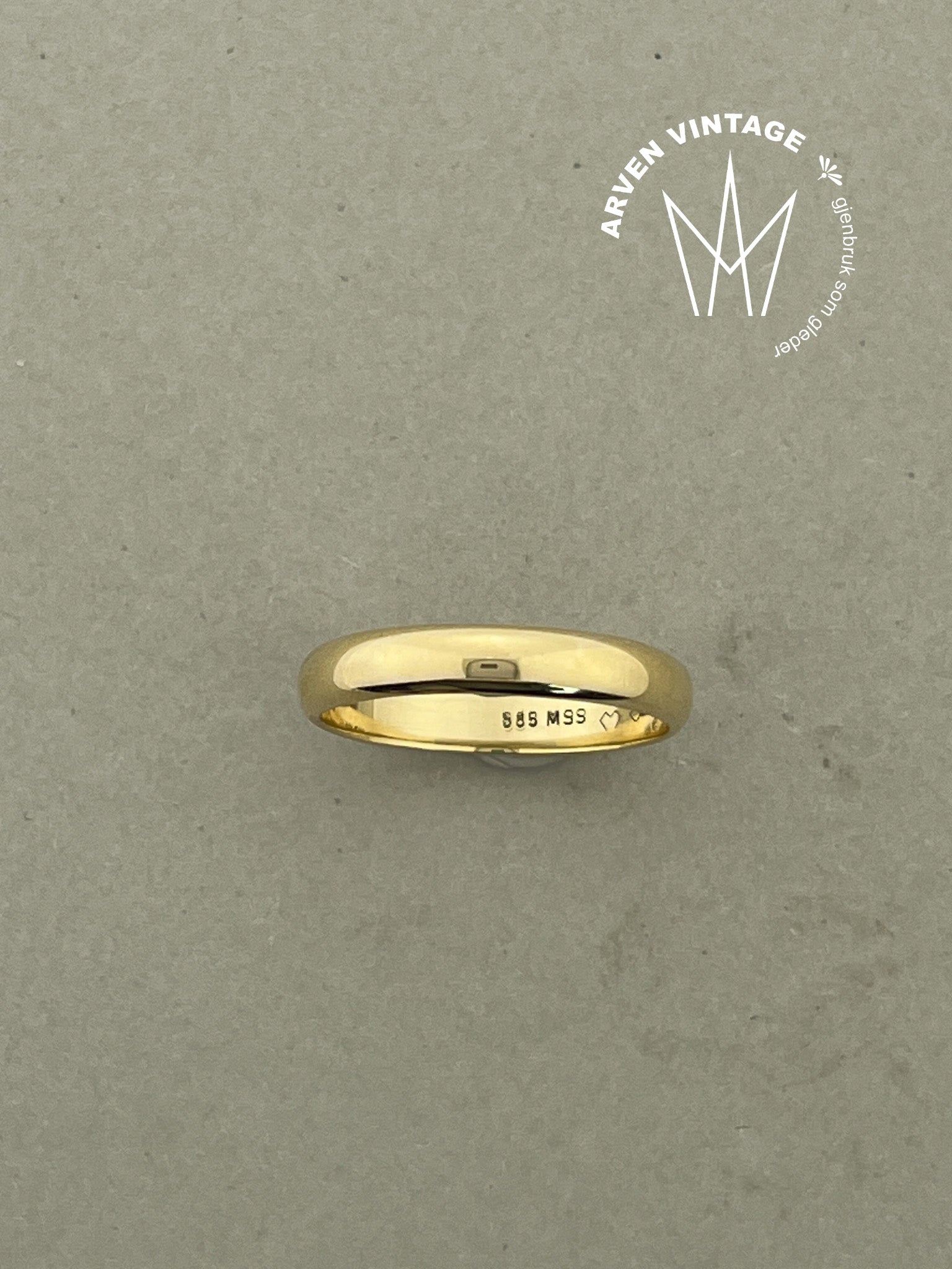Vintage glatt ring gult gull str 62