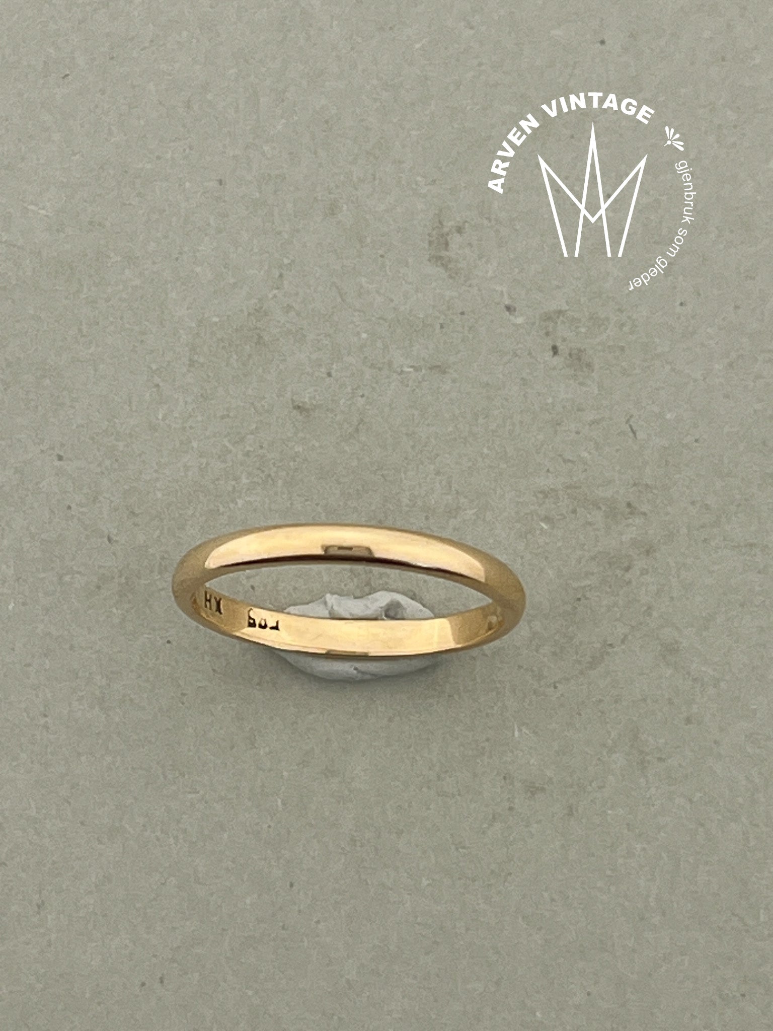 Vintage glatt ring gult gull str54