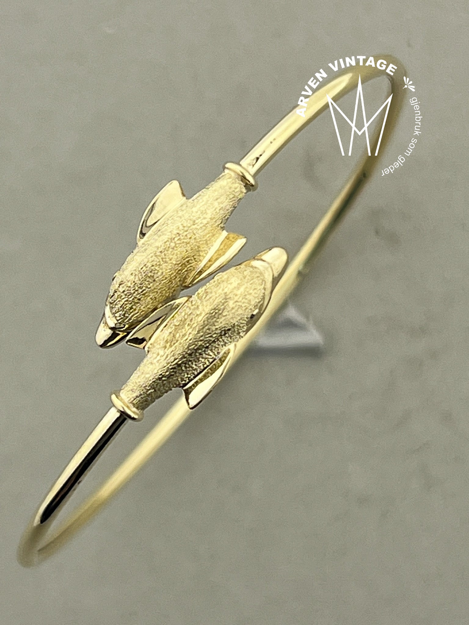 Vintage delfinarmring gult gull