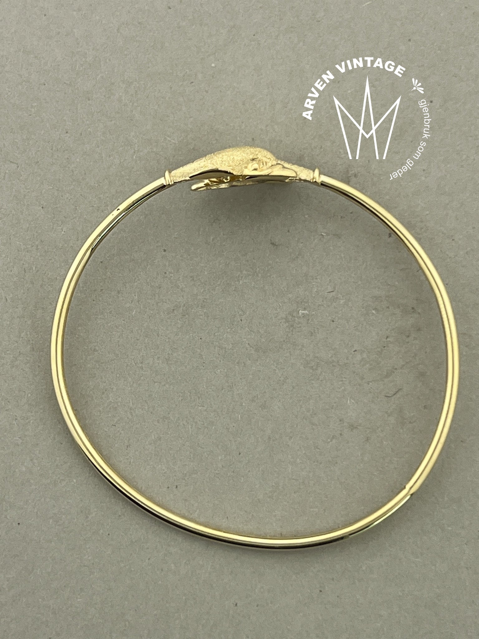 Vintage delfinarmring gult gull