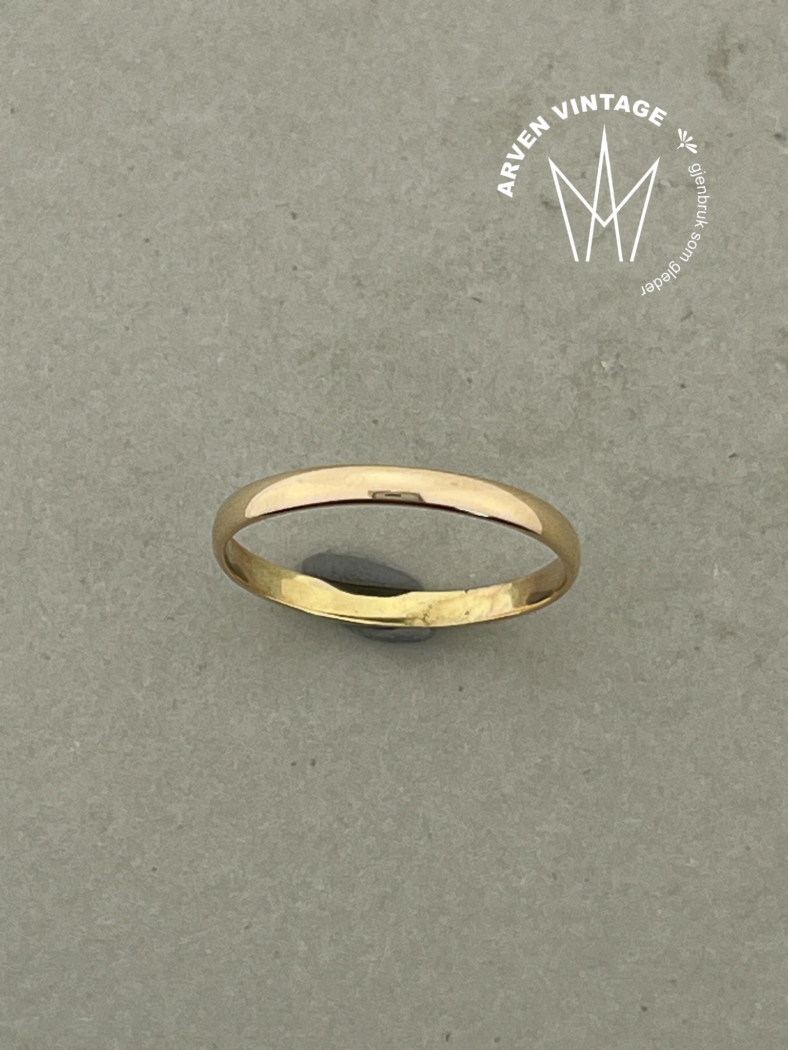 Vintage glatt ring gult gull str57