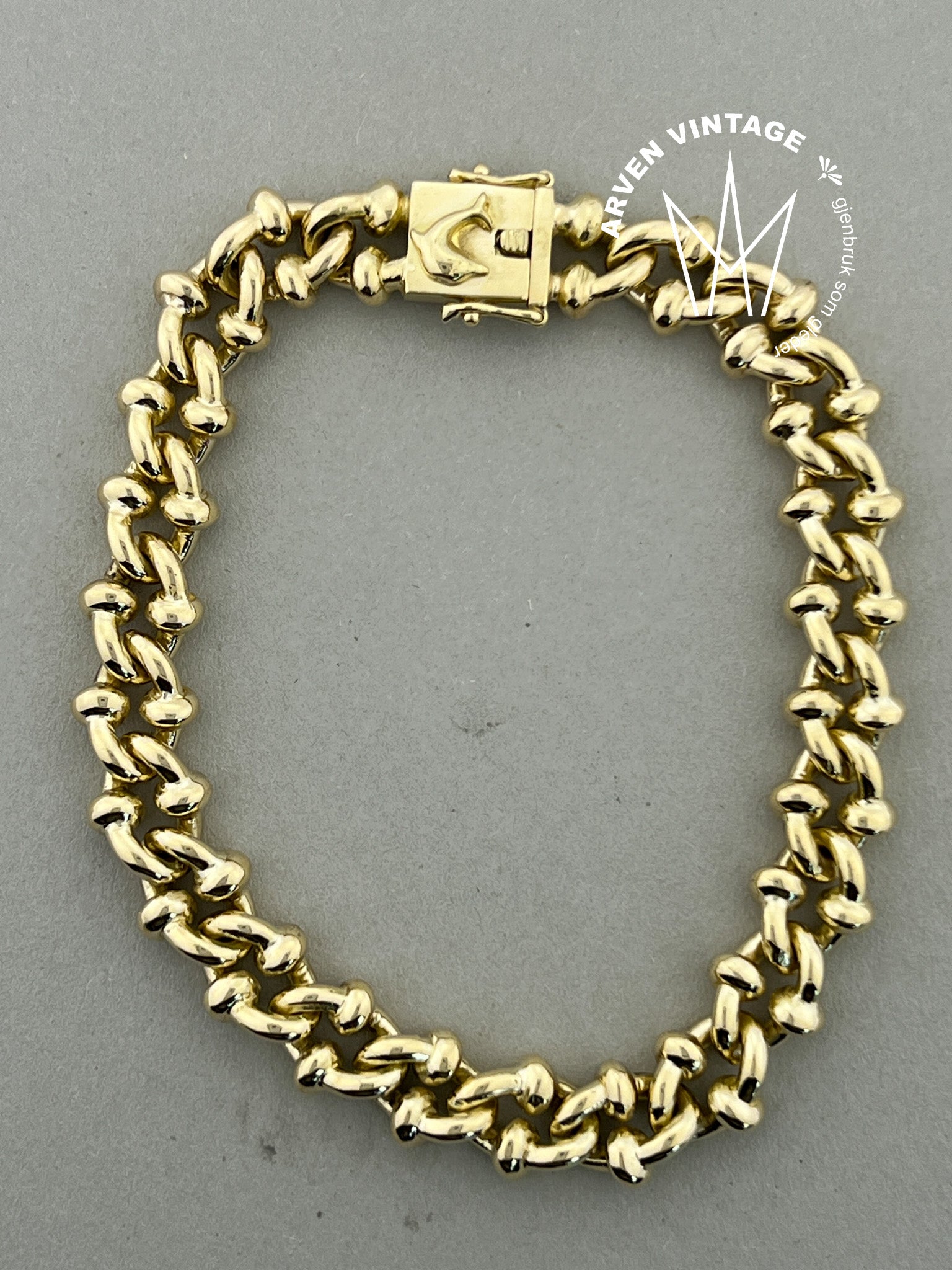 Vintage armbånd gult gull 22cm