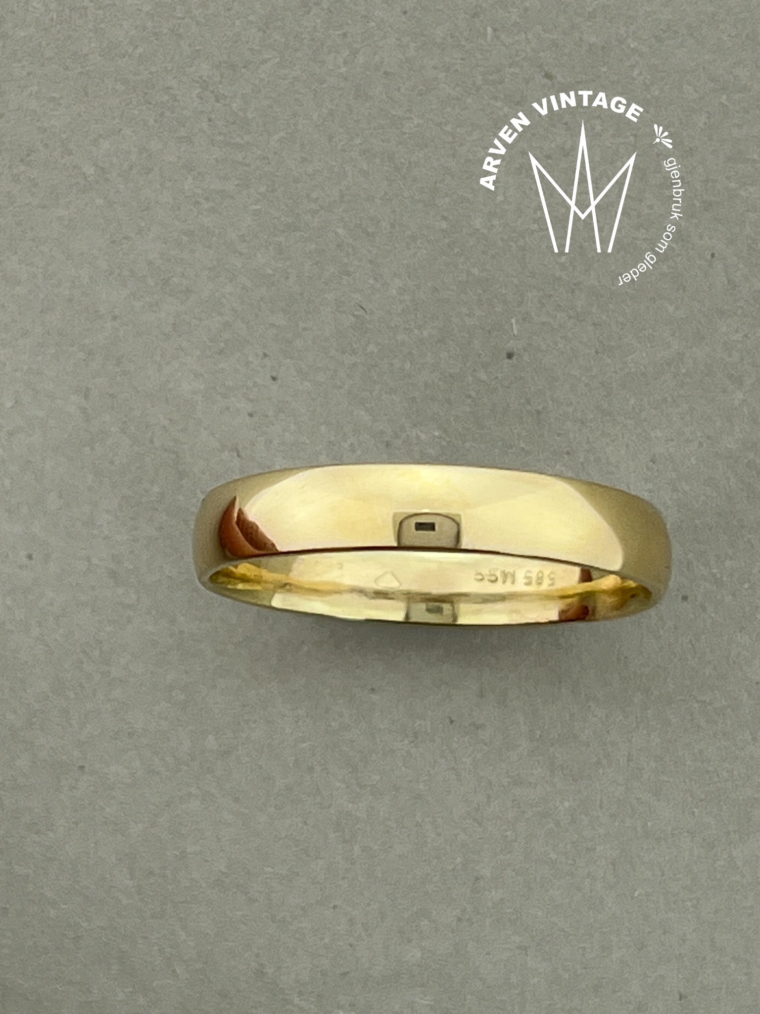 Vintage glatt ring gult gull str75