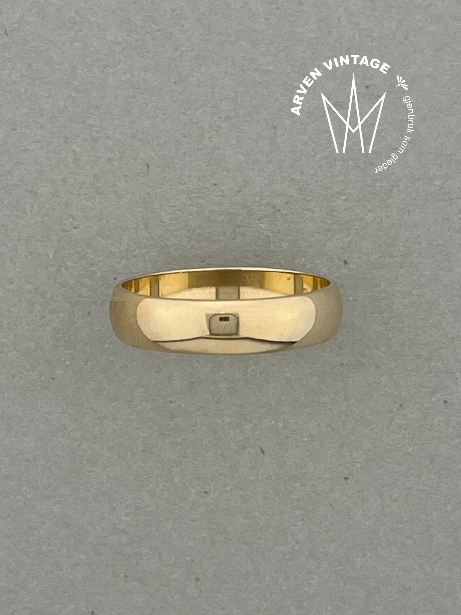 Vintage glatt ring gult gull str 59