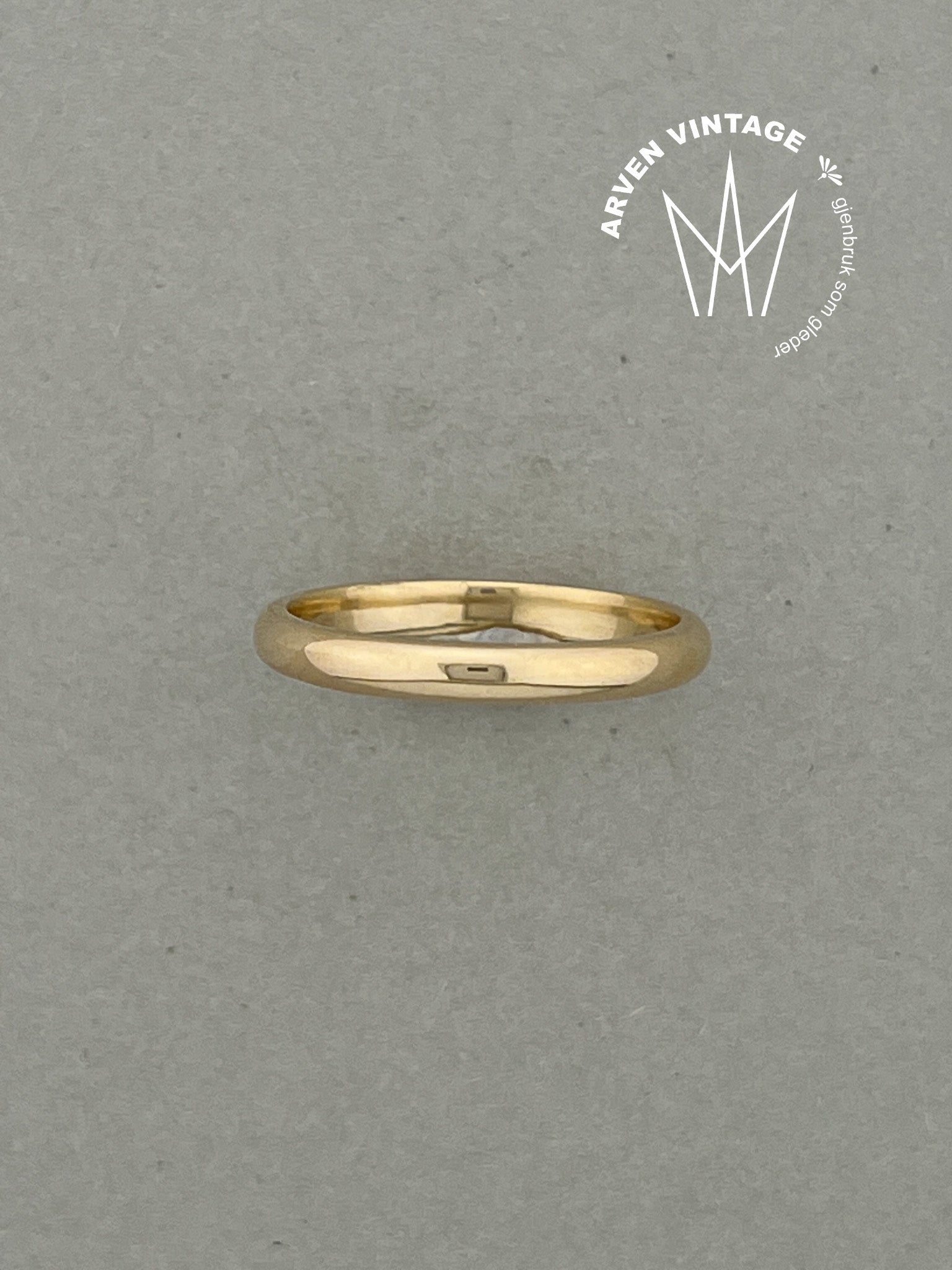 Vintage glatt ring gult gull str 63