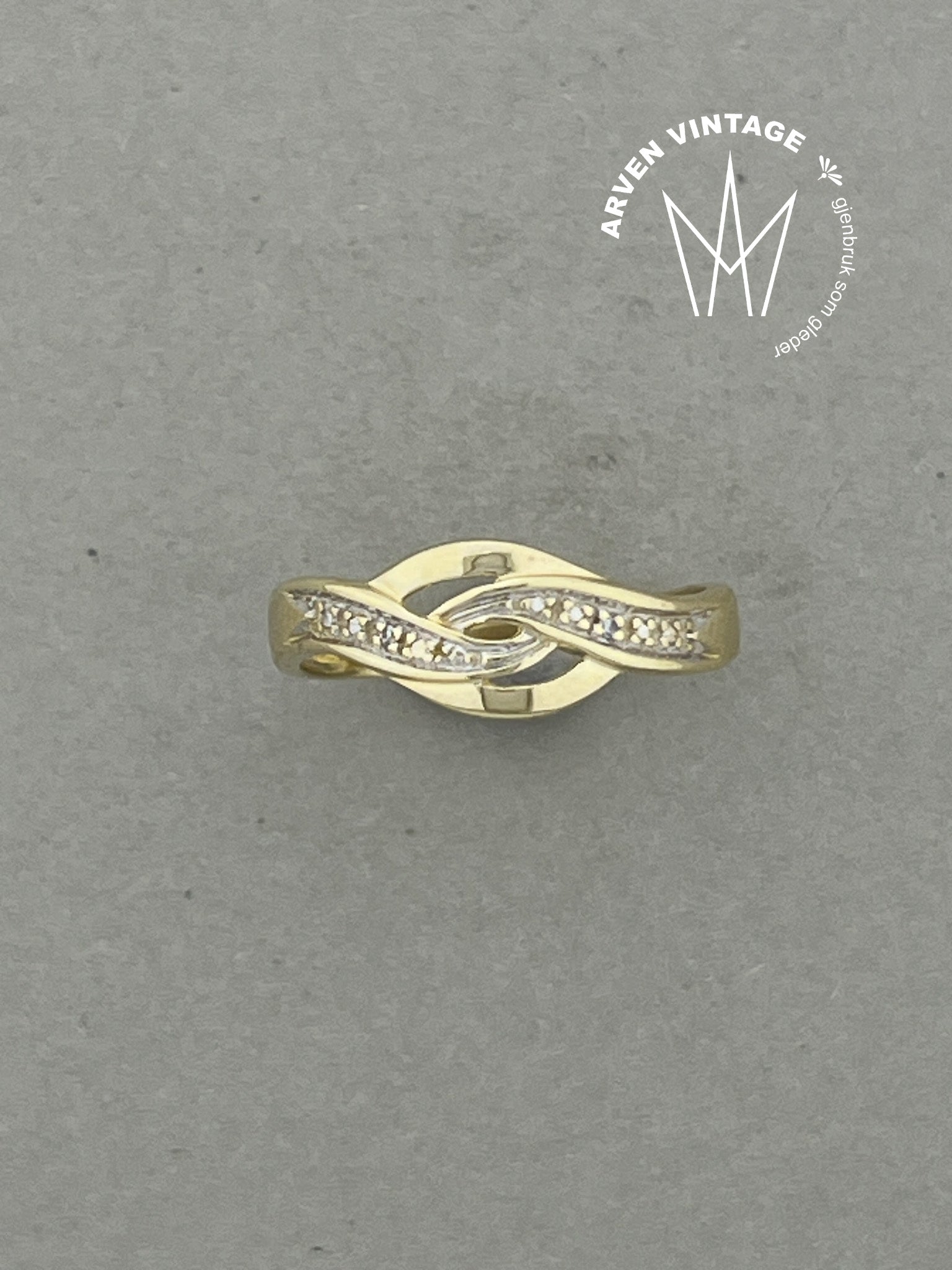 Vintage diamant ring gult gull str56