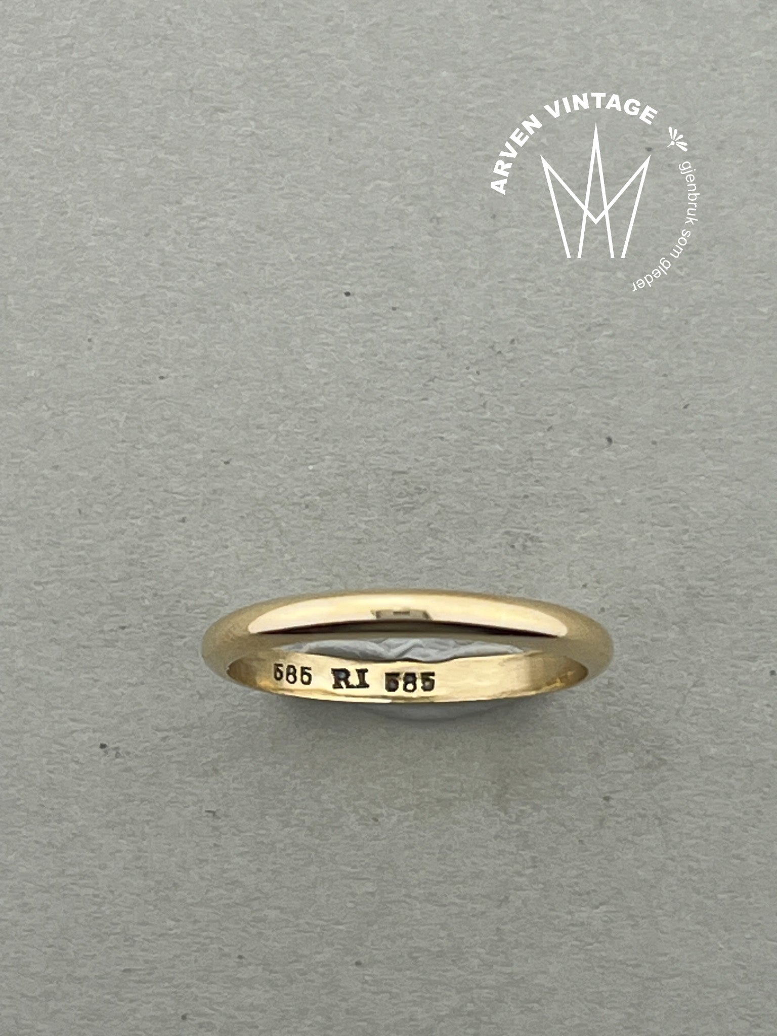 Vintage glatt ring gult gull str61