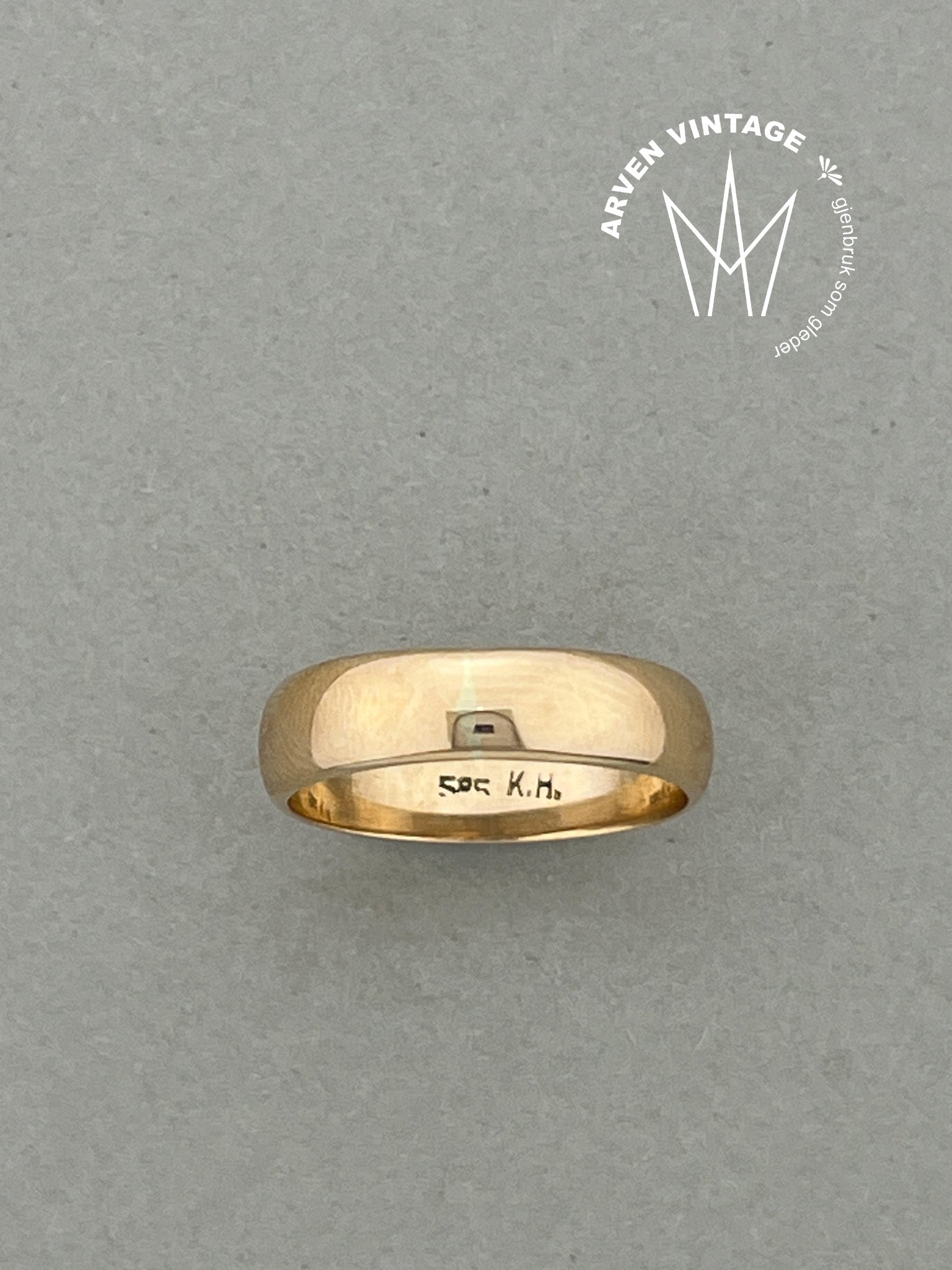 Vintage glatt ring gult gull str55