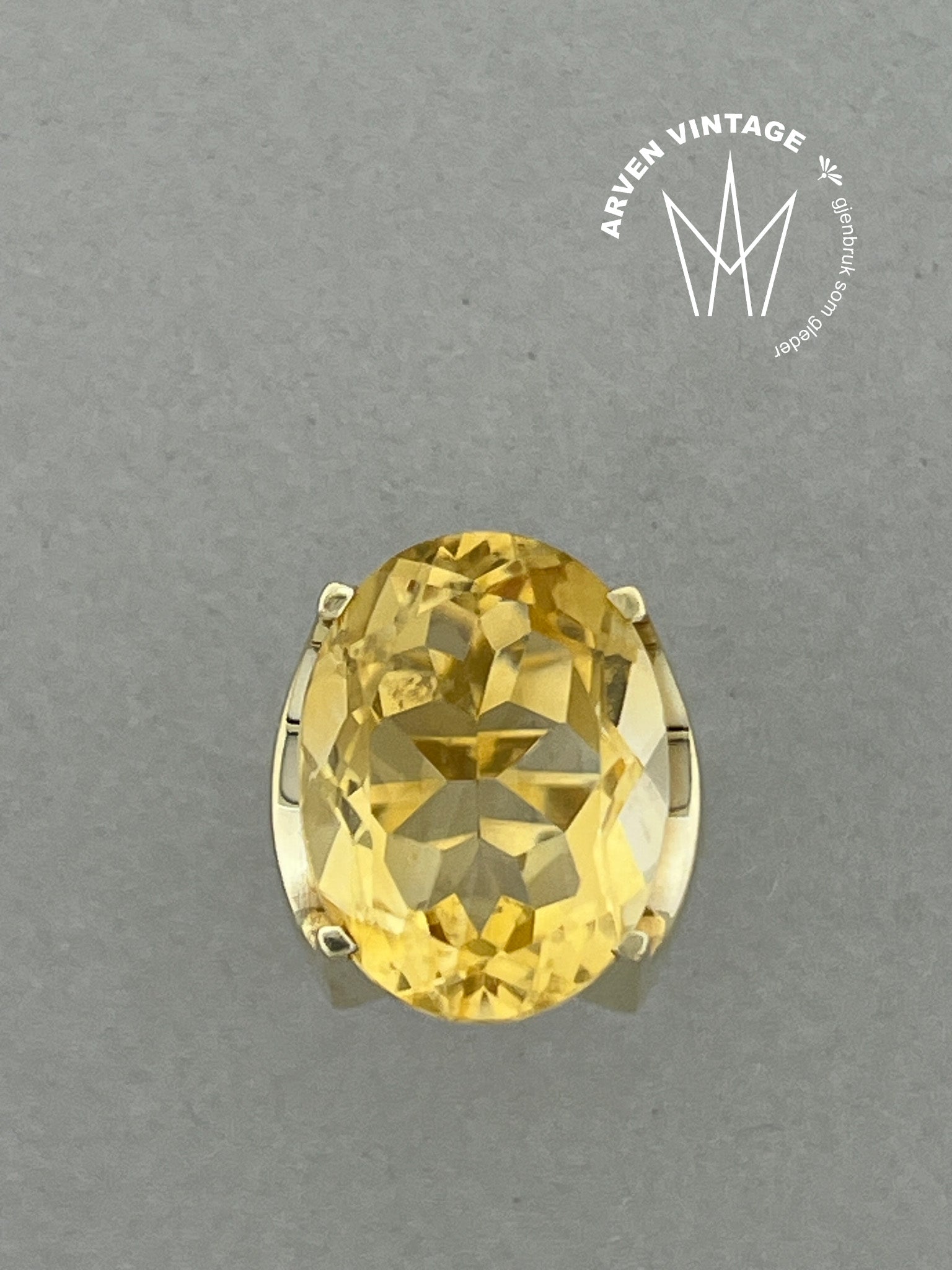 Vintage ring gult gull str54 gylden sten