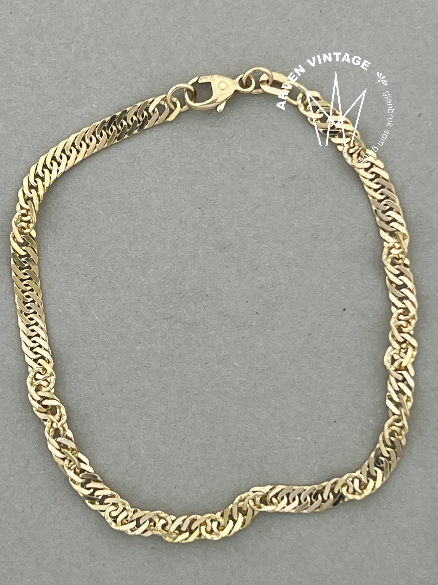 Vintage armbånd gult gull 18cm