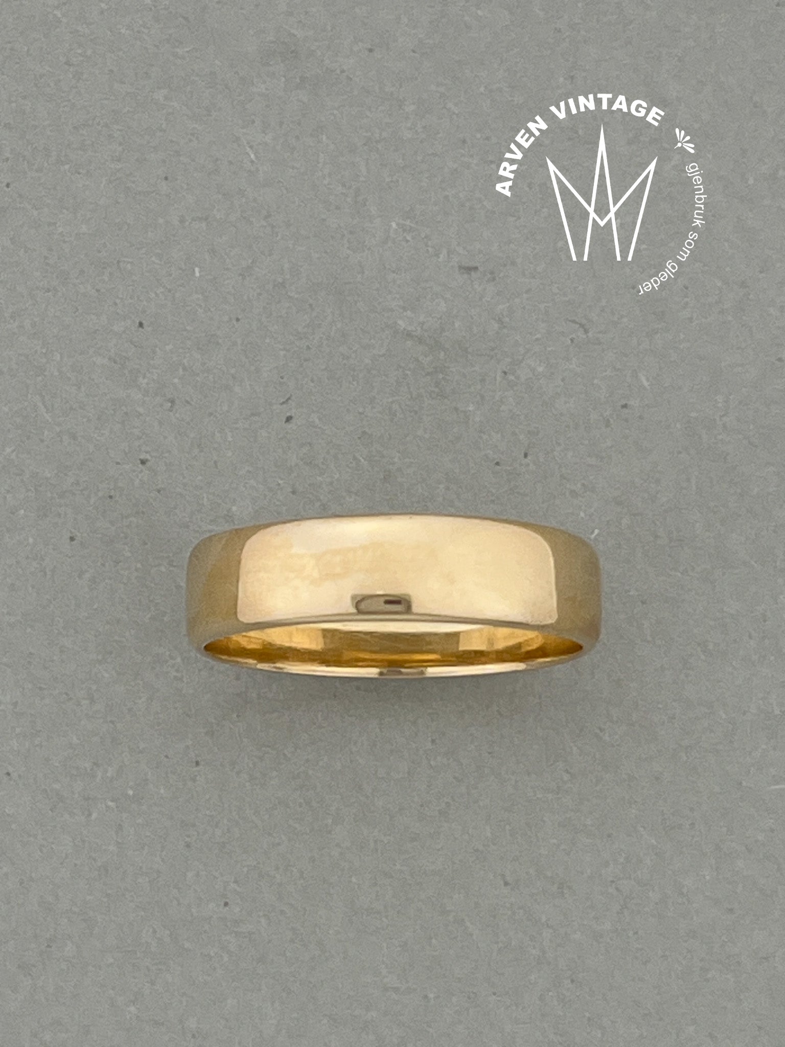 Vintage glatt ring gult gull str 64