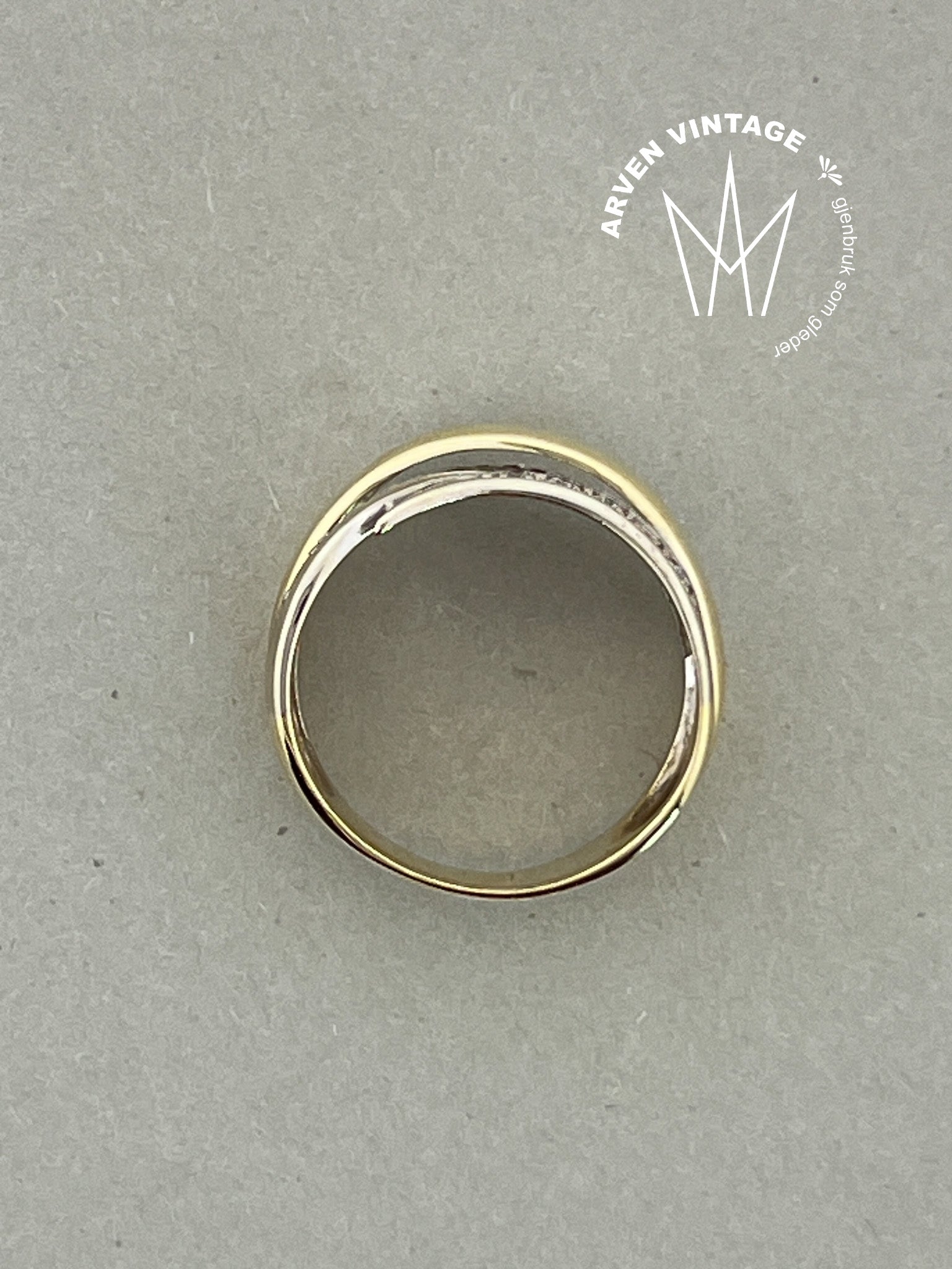 Vintage ring gult gull str 56 blanke stener