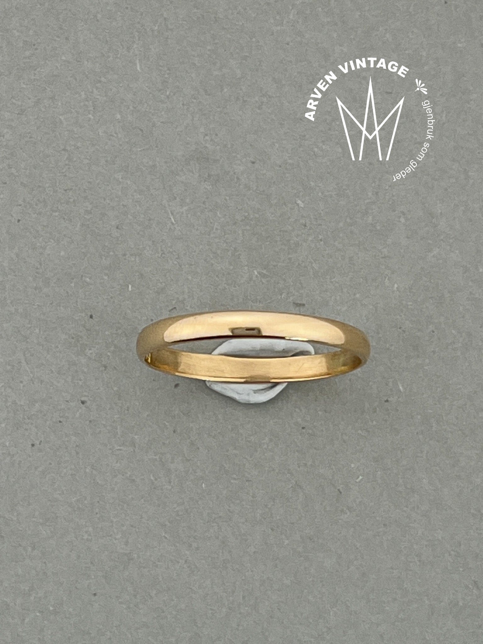 Vintage glatt ring gult gull str 59
