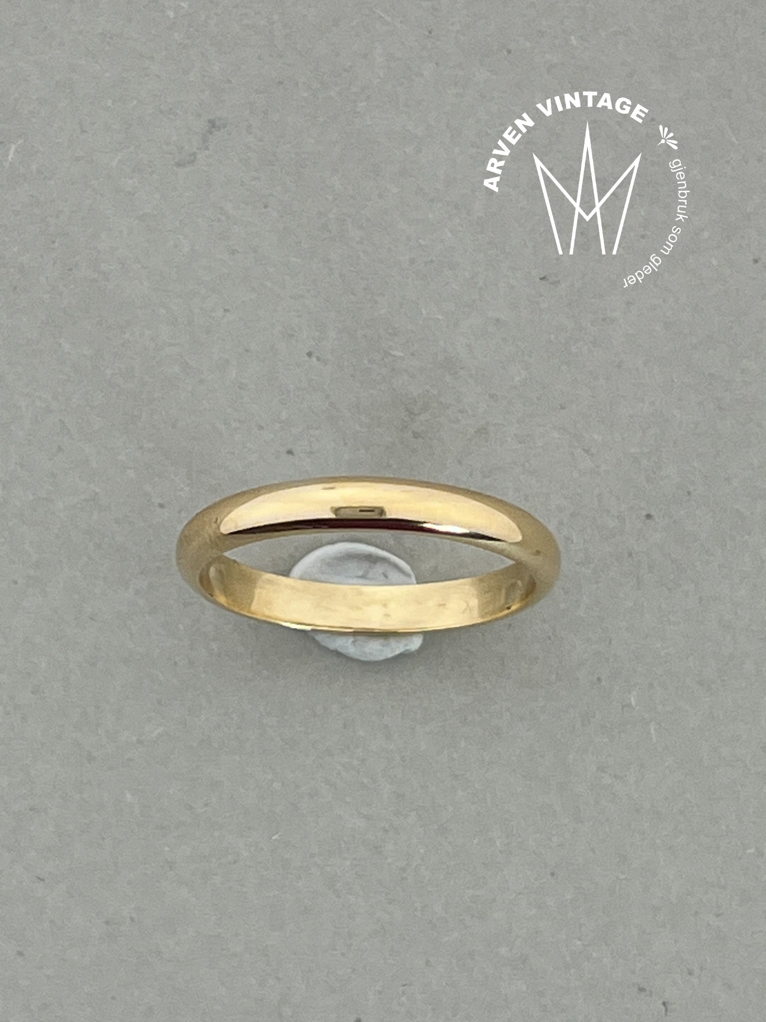 Vintage glatt ring gult gull str58