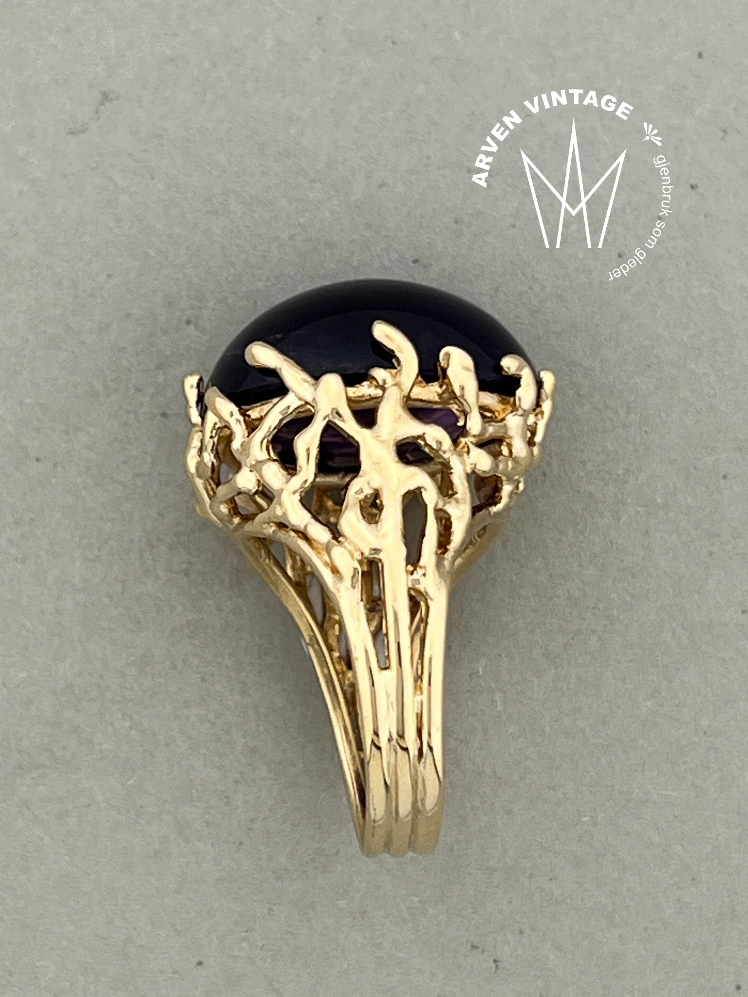 Vintage ring gult gull str56 lilla sten