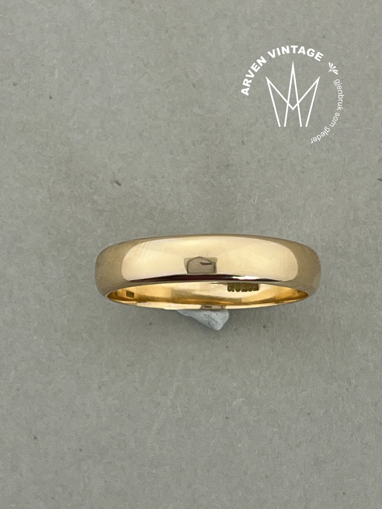 Vintage glatt ring gult gull str 68