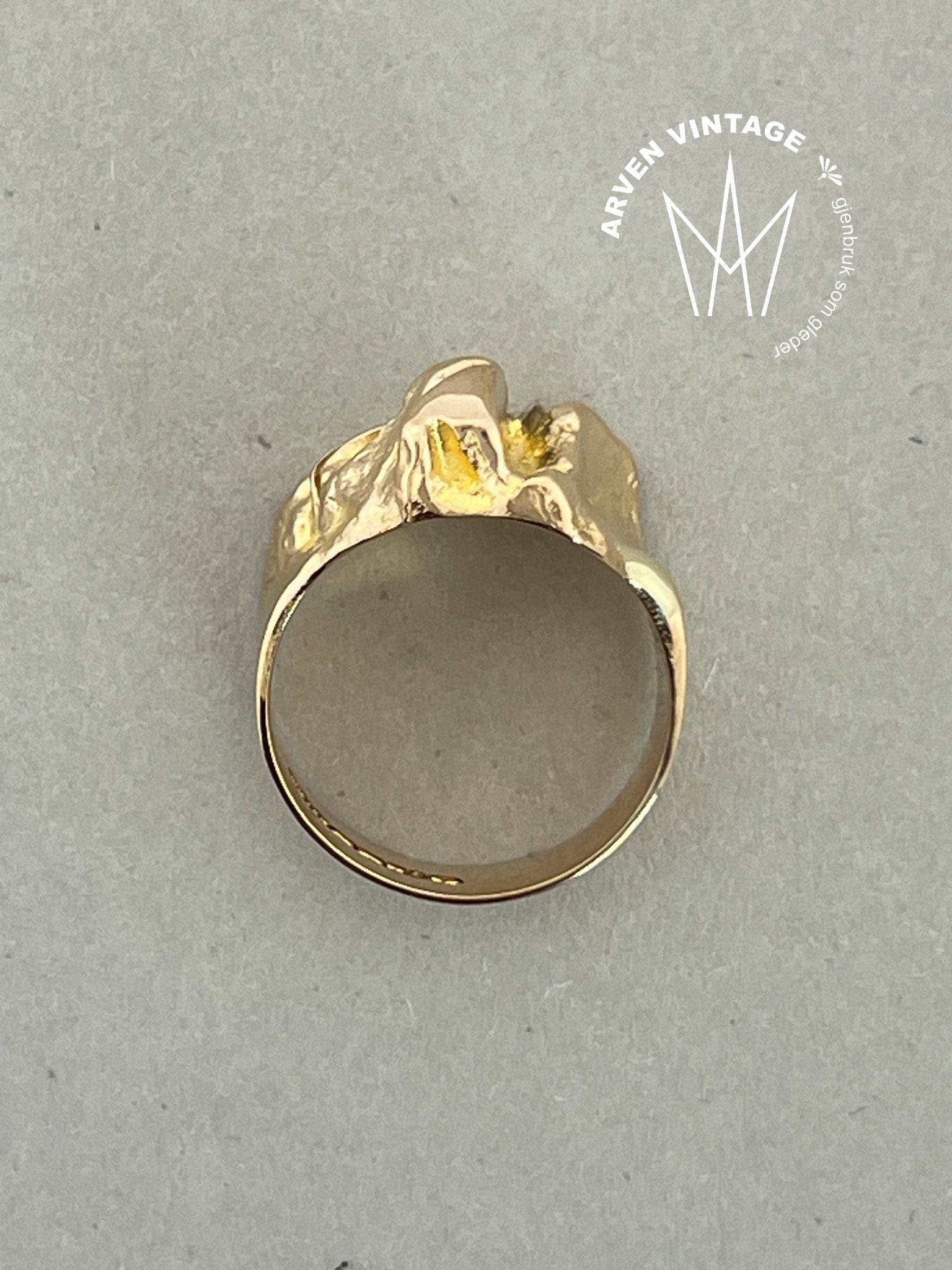 Vintage ring gult gull str 56