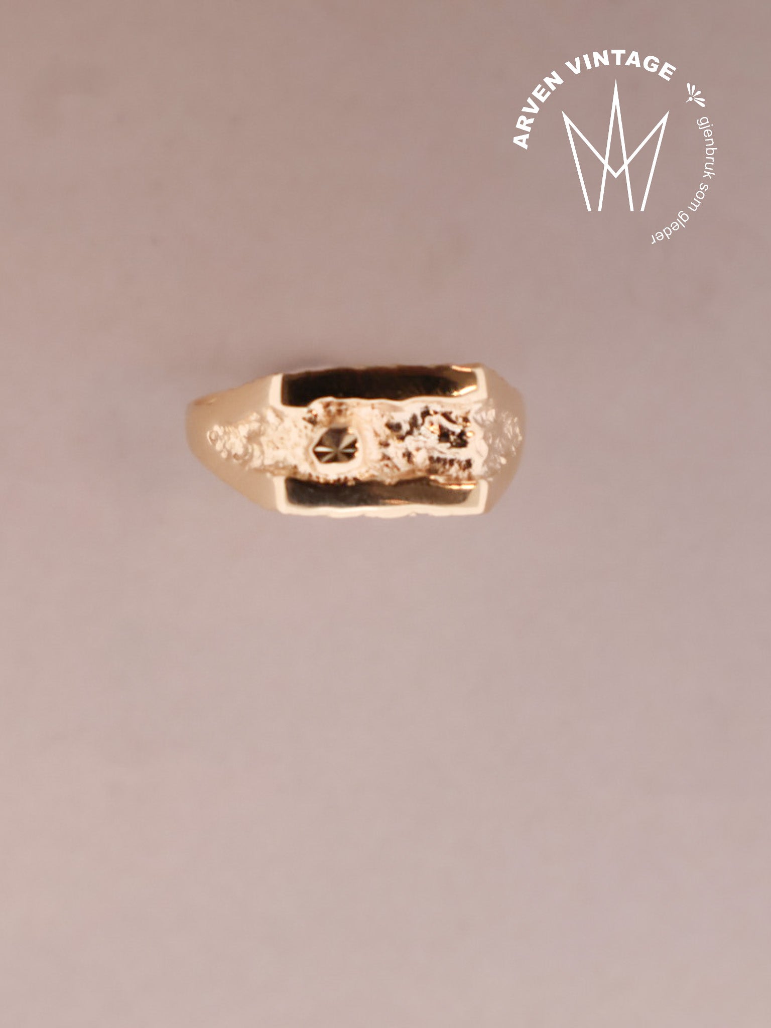 Vintage ring gult gull str. 65