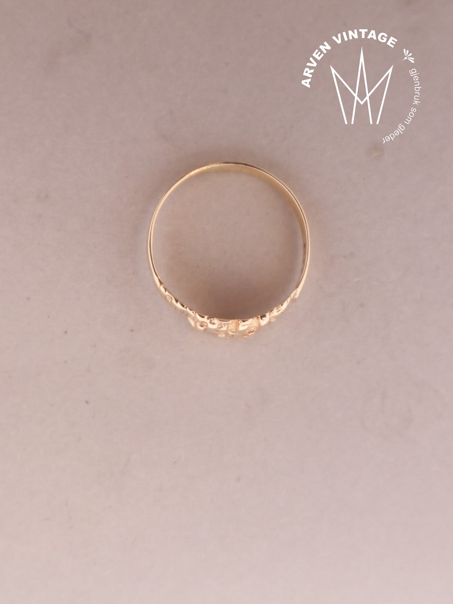 Vintage ring gult gull str. 57