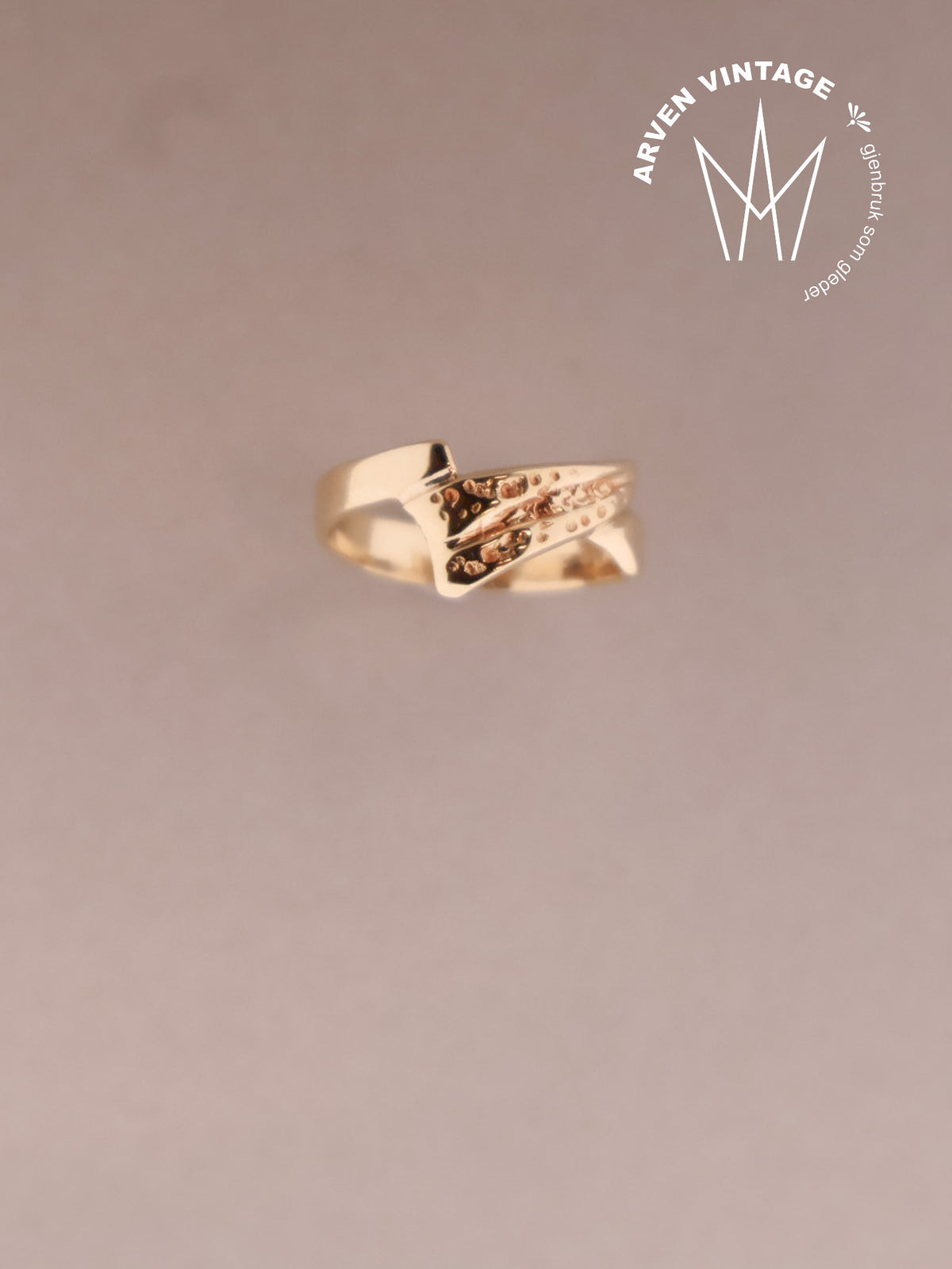 Vintage ring gult gull str. 52