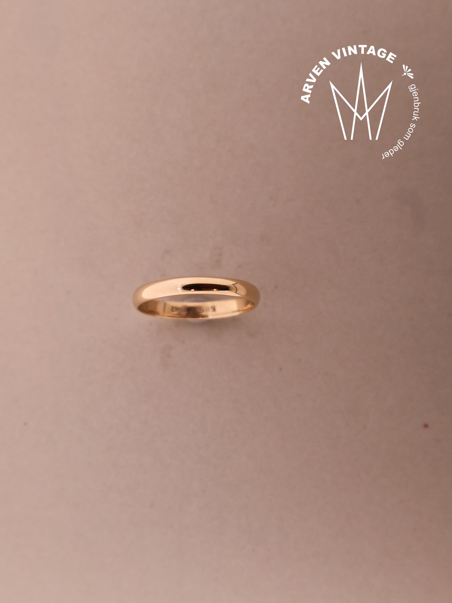 Vintage glatt ring gult gull