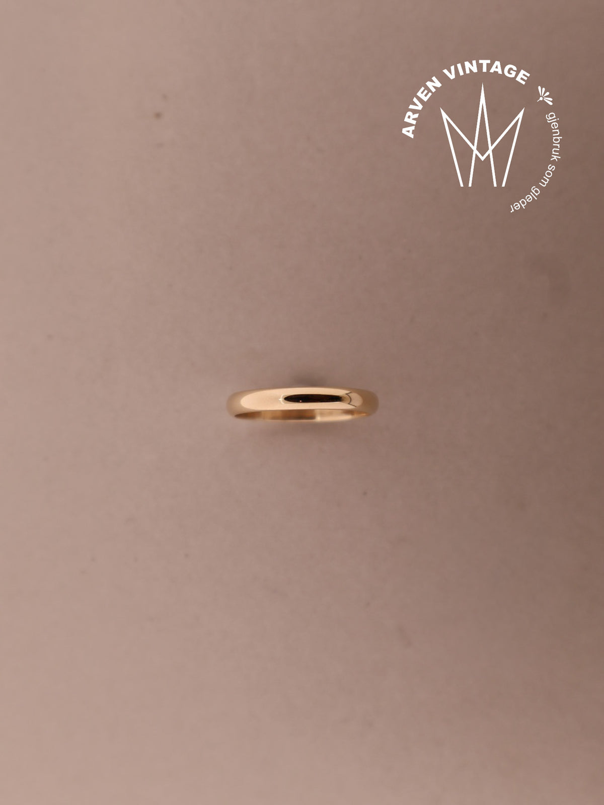 Vintage glatt ring gult gull str.55