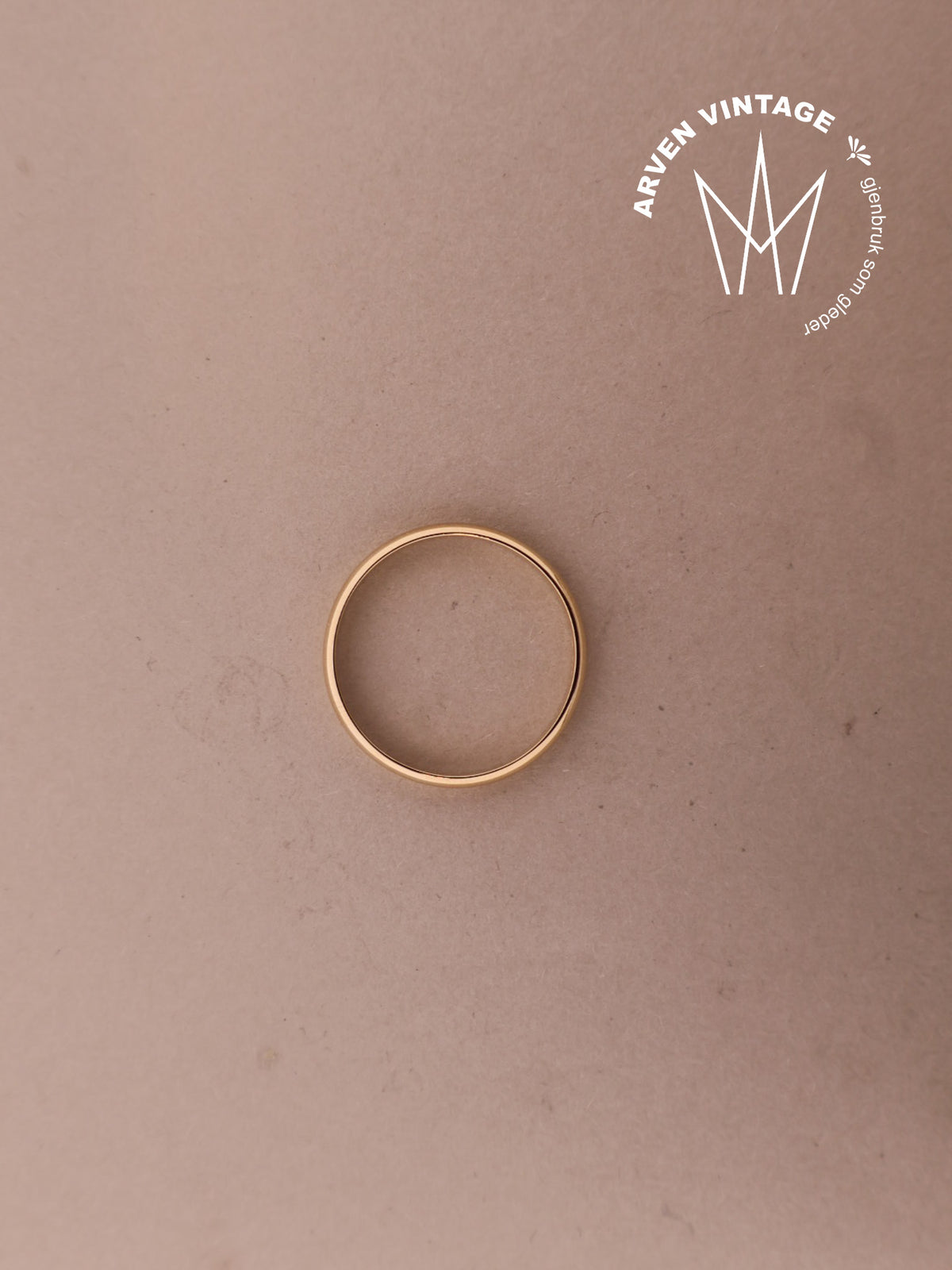 Vintage glatt ring gult gull str.65