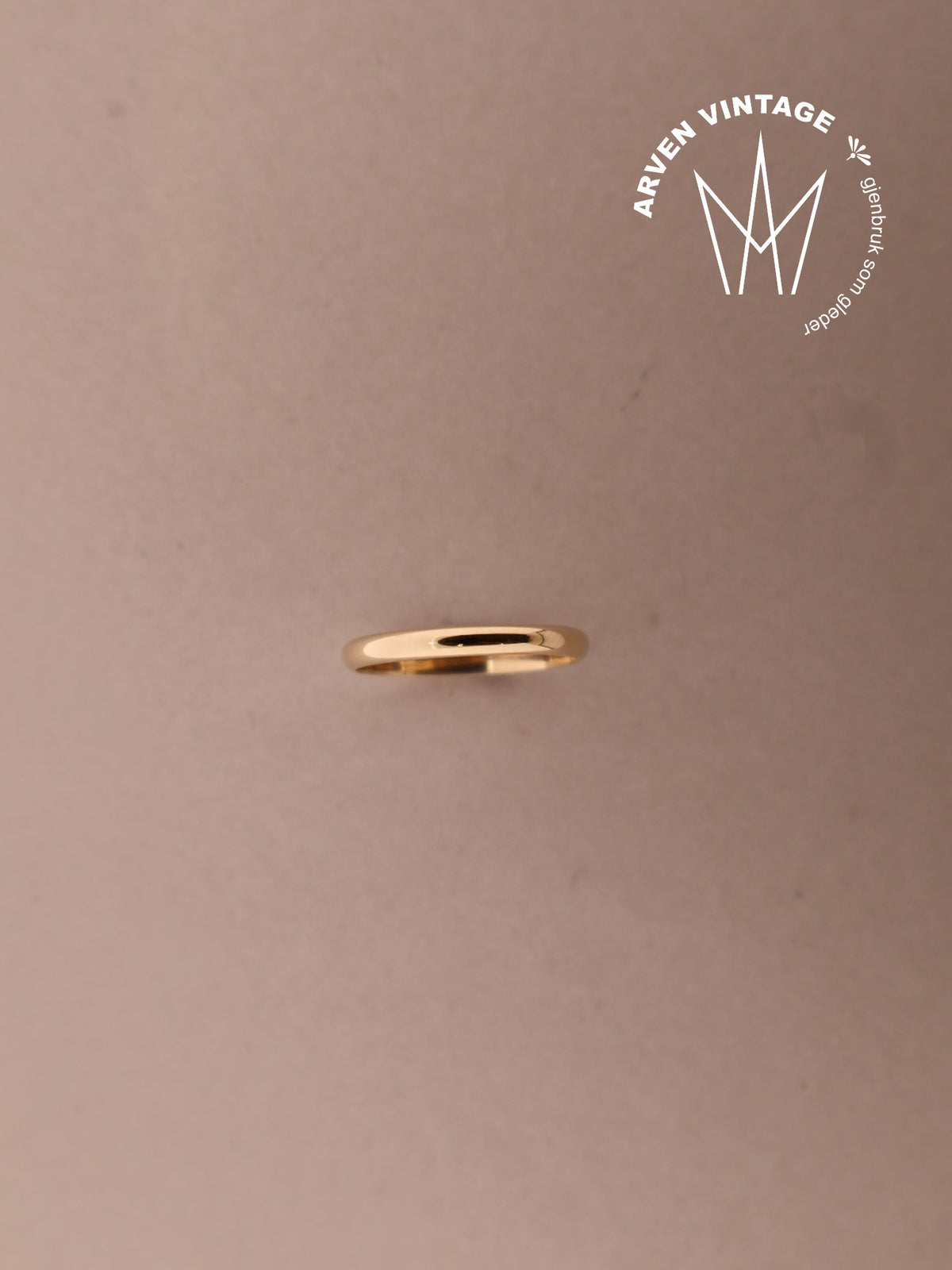 Vintage glatt ring gult gull str.59