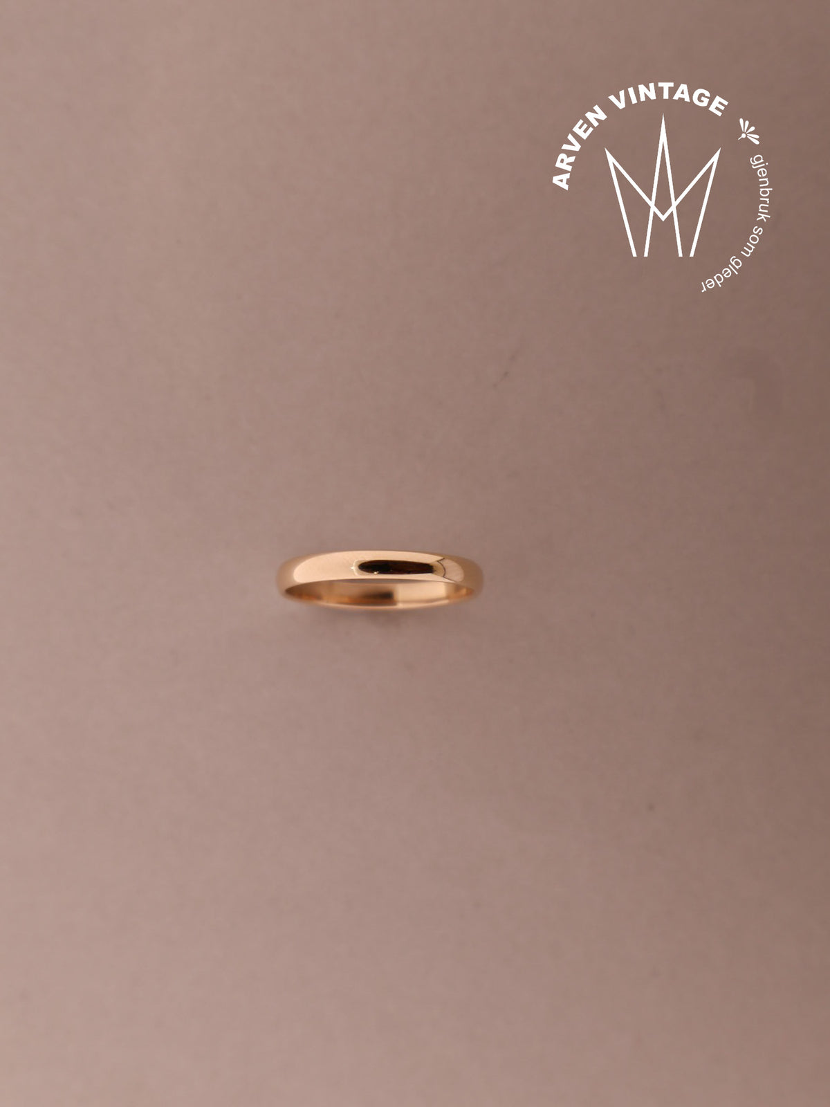 Vintage glatt ring gult gull str.53
