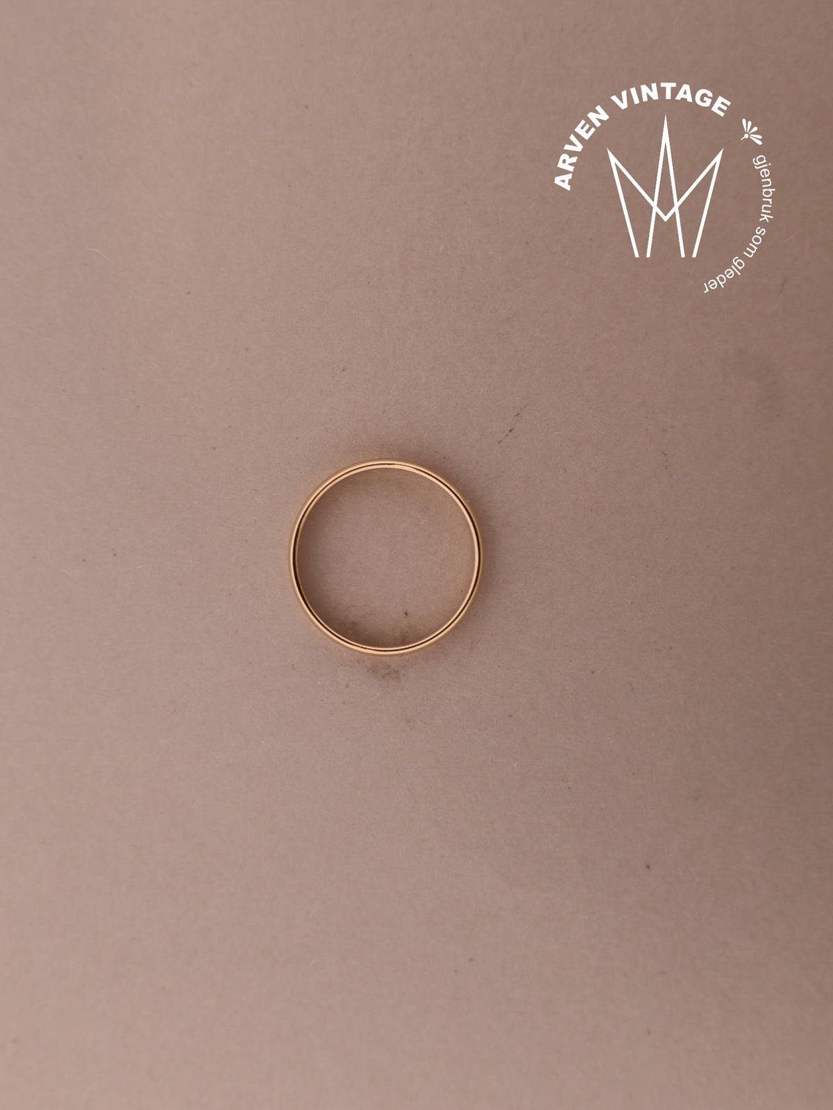 Vintage glatt ring gult gull str.57