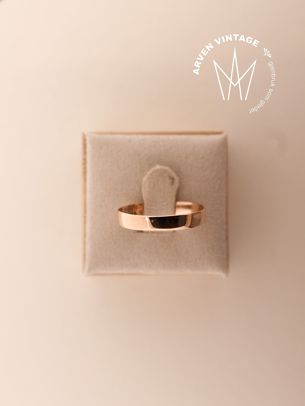 Vintage glatt ring gult gull str.62