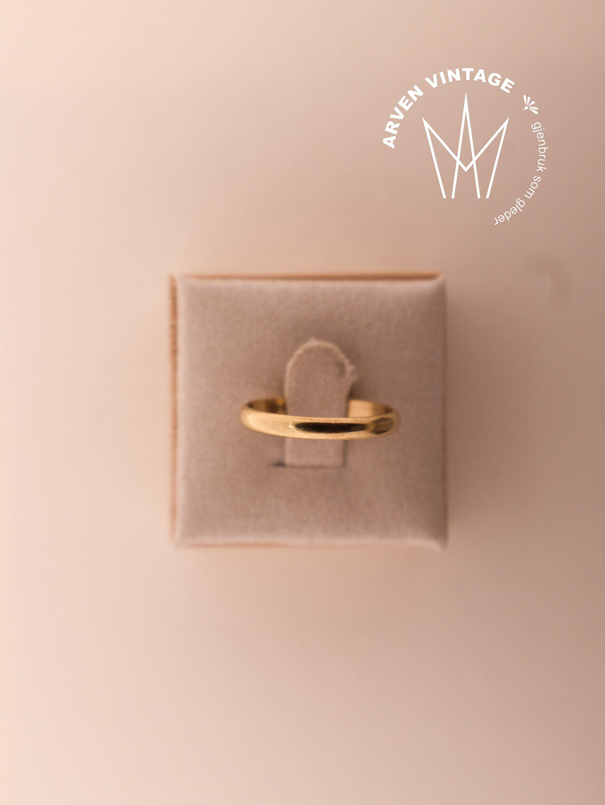 Vintage glatt ring gult gull str.56,5