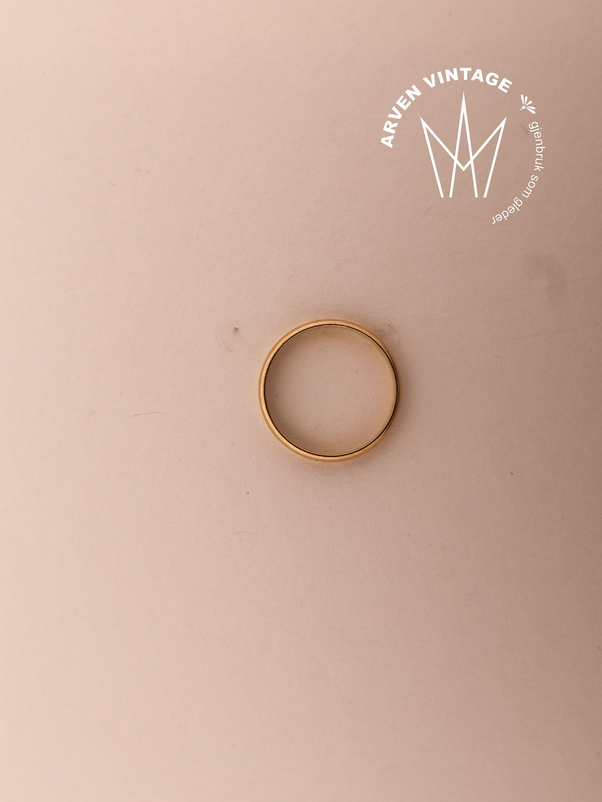 Vintage glatt ring gult gull str.56,5