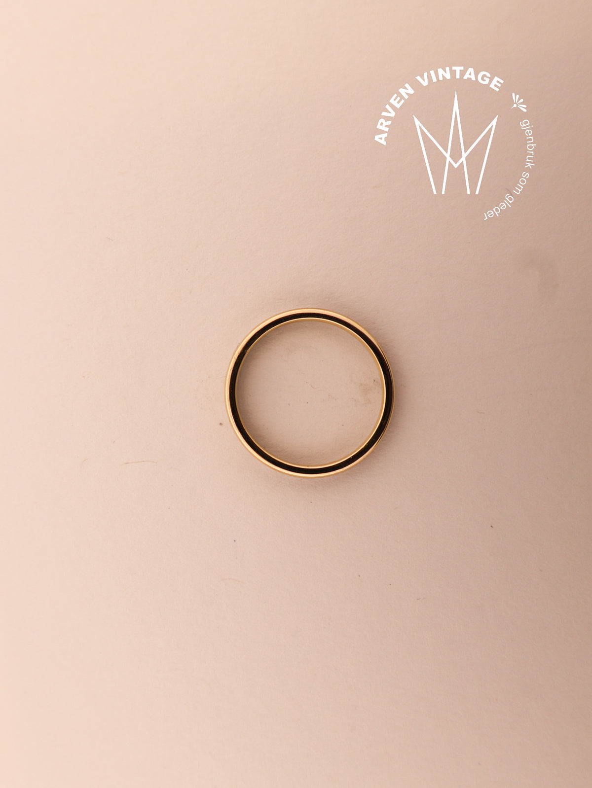Vintage plain ring in white and yellow gold, size 65