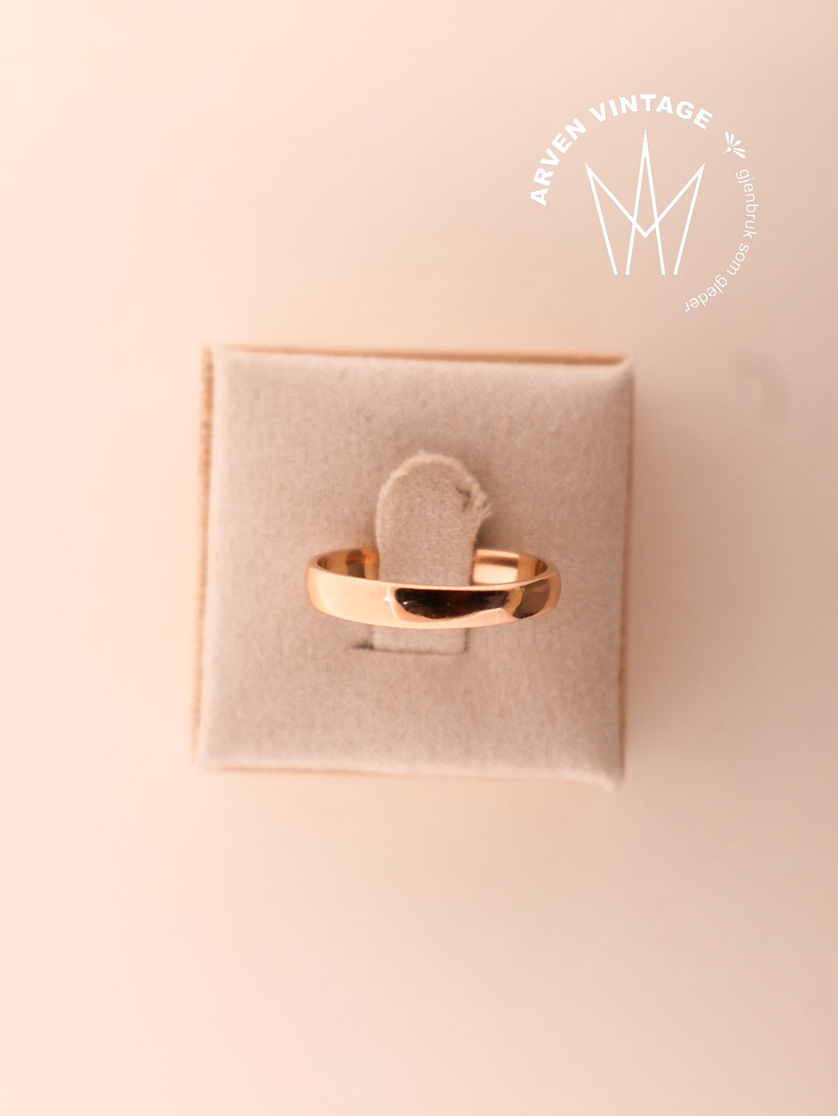 Vintage glatt ring gult gull str.56