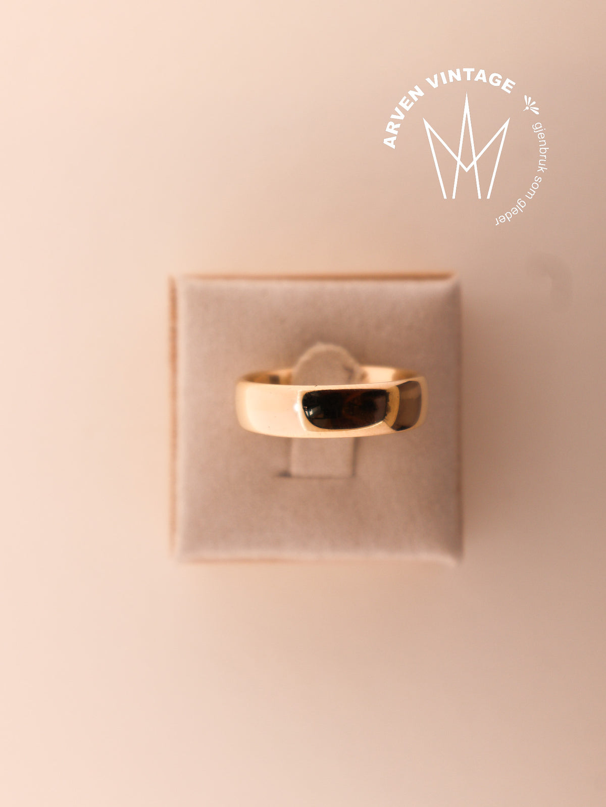 Vintage glatt ring gult gull str.59