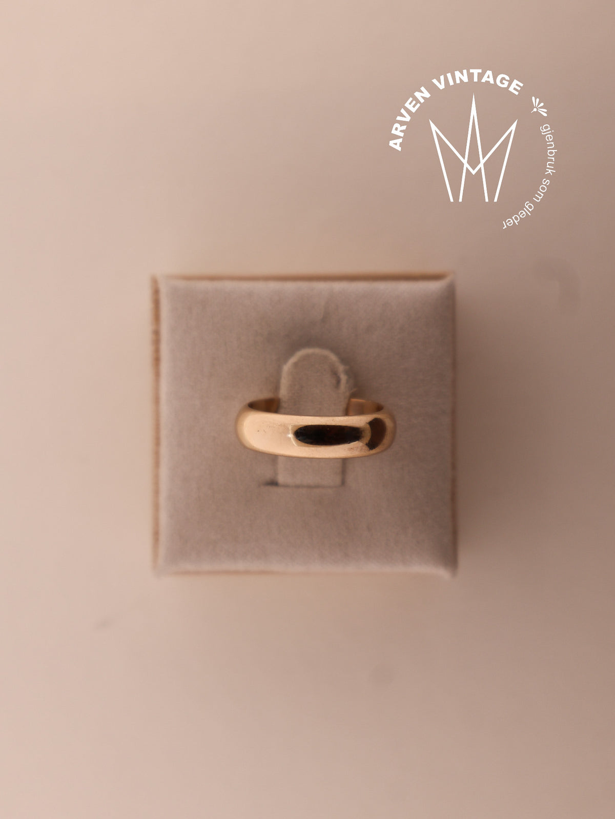 Vintage glatt ring gult gull str48