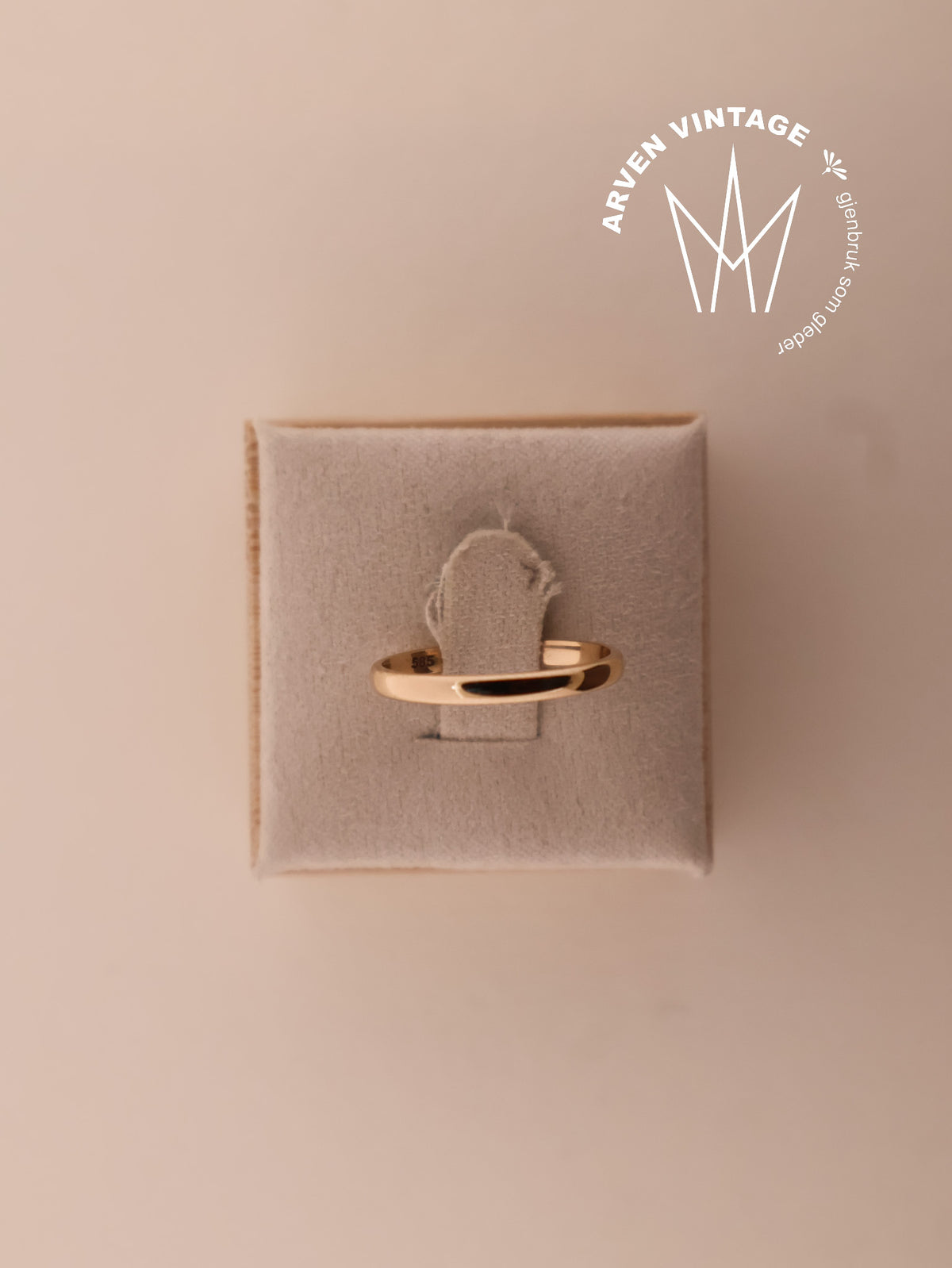 Vintage glatt ring gult gull str54