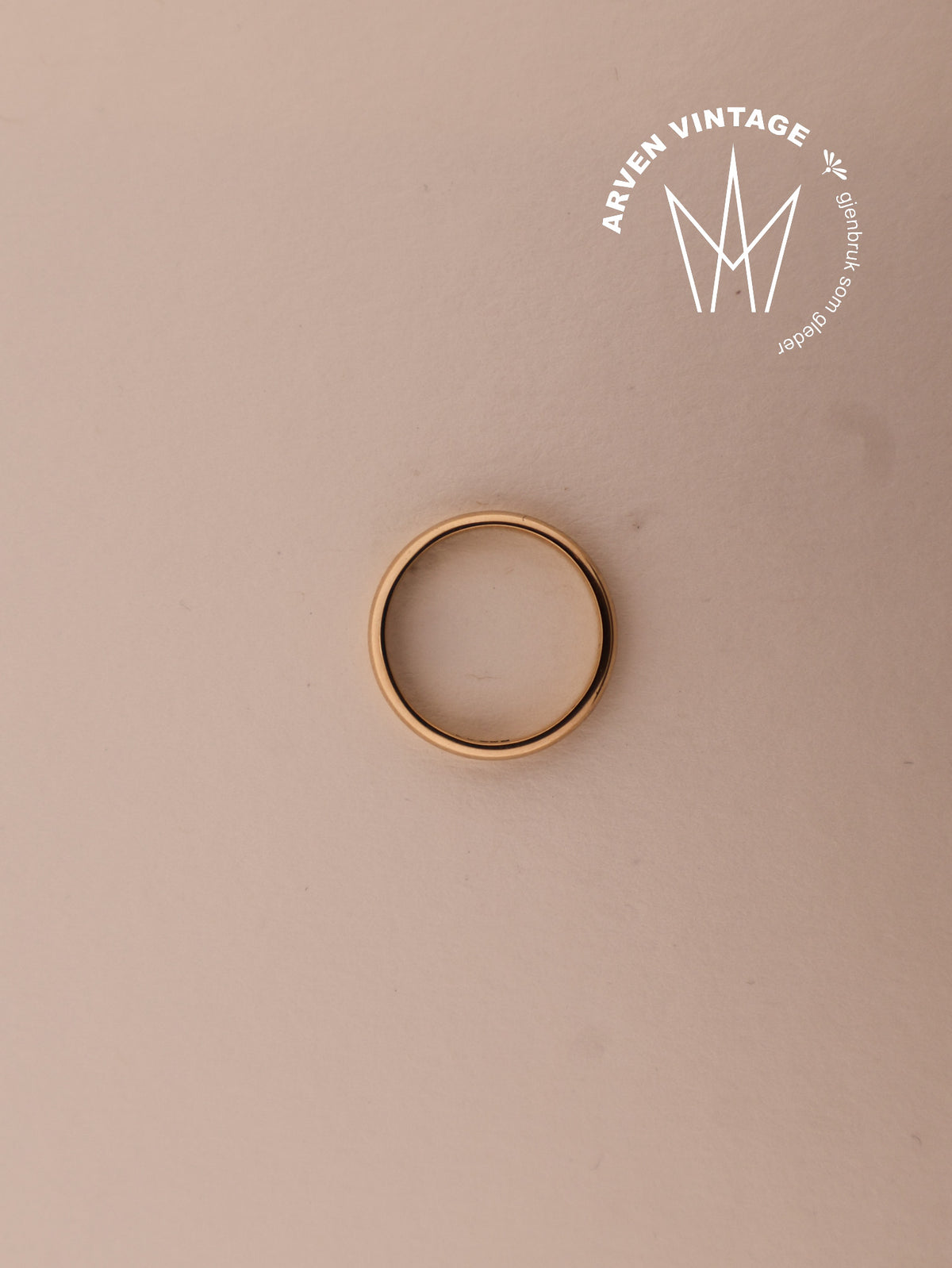Vintage glatt ring gult gull str50