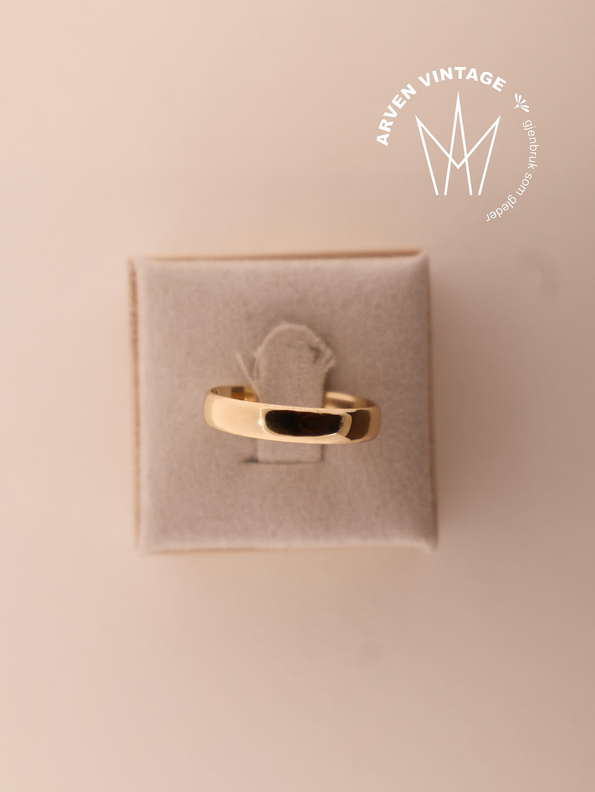 Vintage glatt ring gult gull str58