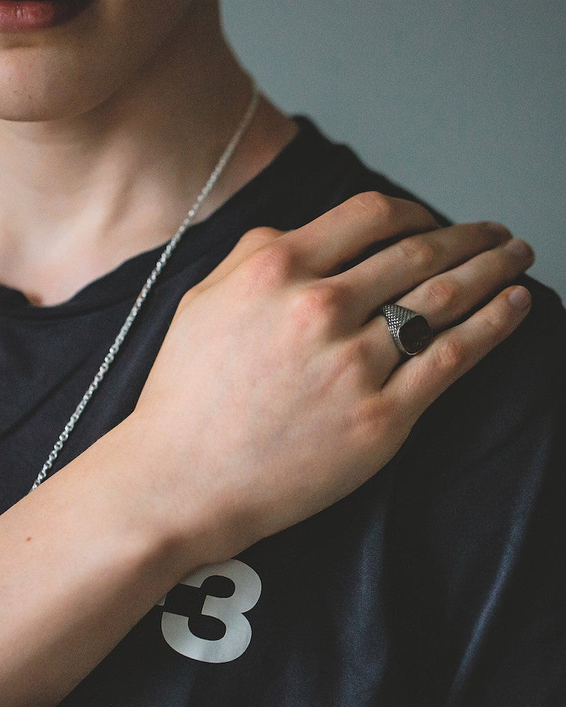 Unisex ring i sølv med onyx